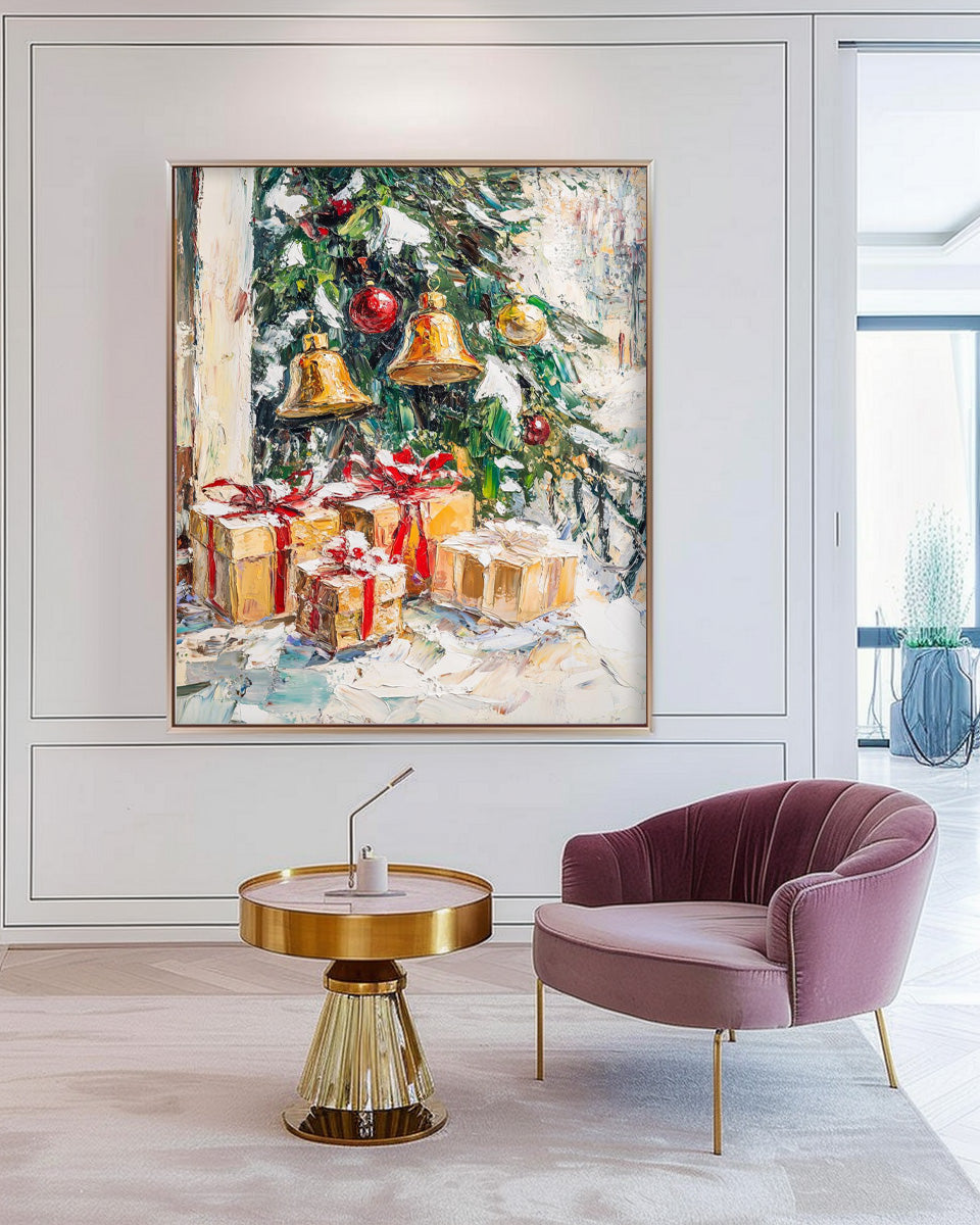 Original Christmas Tree Painting Snow Acrylic Painting Texture Abstract Christmas Tree Art Home Decor