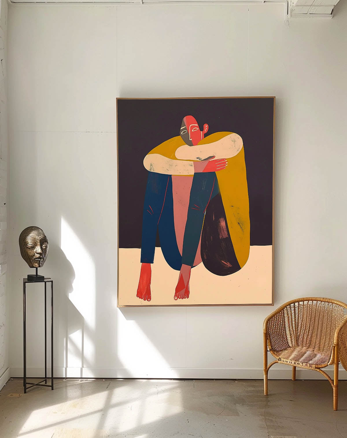 Large Figure Painting Warm Color Abstract Artwork Original Funny Niche Body Wall Art Home Decor