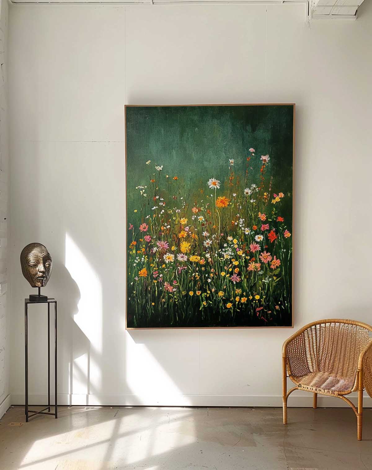 Beautiful colorful Flowers Artwork Big Original Texture Abstract Flower Oil Painting On Canvas Framed