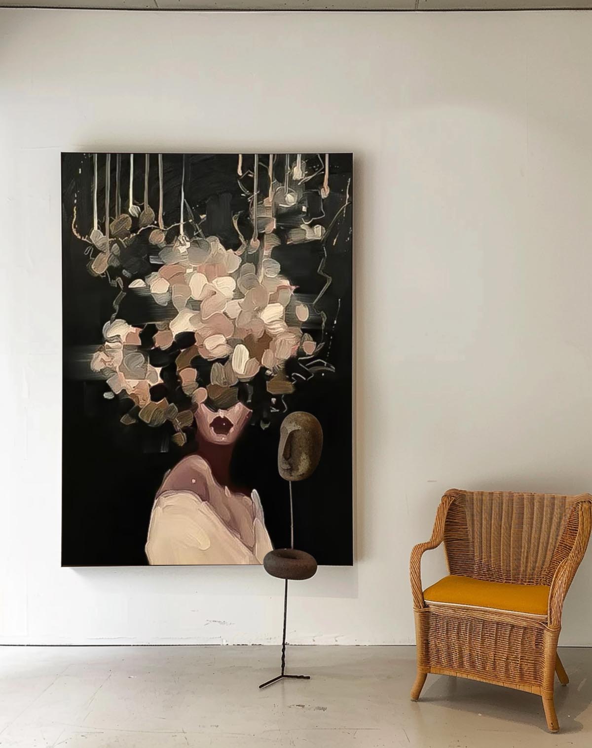 Flower Girl Painting Abstract Female Canvas Art Modern Woman Wall Art
