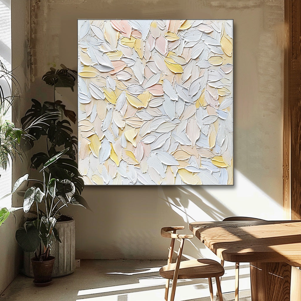 Knife Floral Acrylic Painting White Flowers Oil Painting On Canvas Contemporary Decor Art For Sale