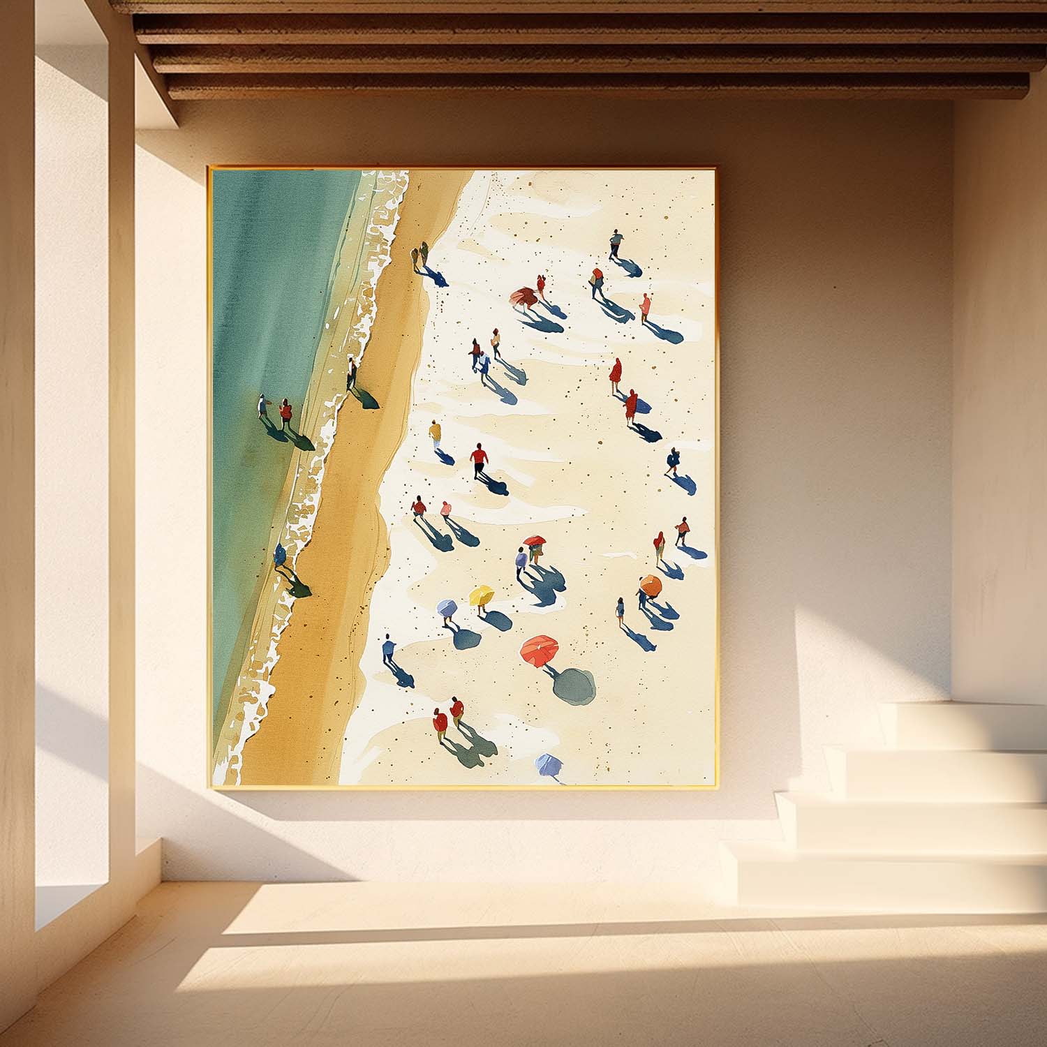 Impressionism Ocean Abstract Large Original Oil Painting On Canvas Modern People And Beach Wall Art Home Decor