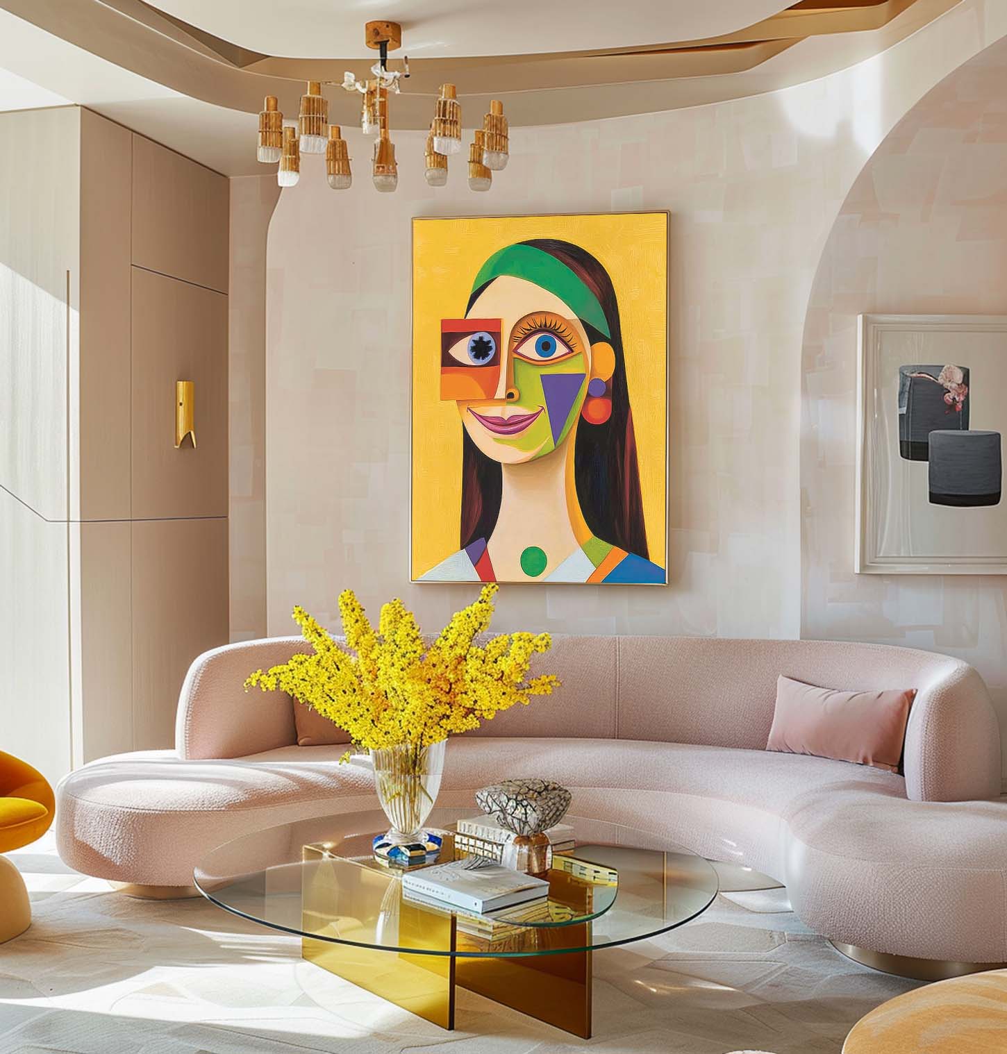 Original Texture Girl Wall Art Abstract Geometric Face Oil Painting On Canvas Lady Contemporary Artwork