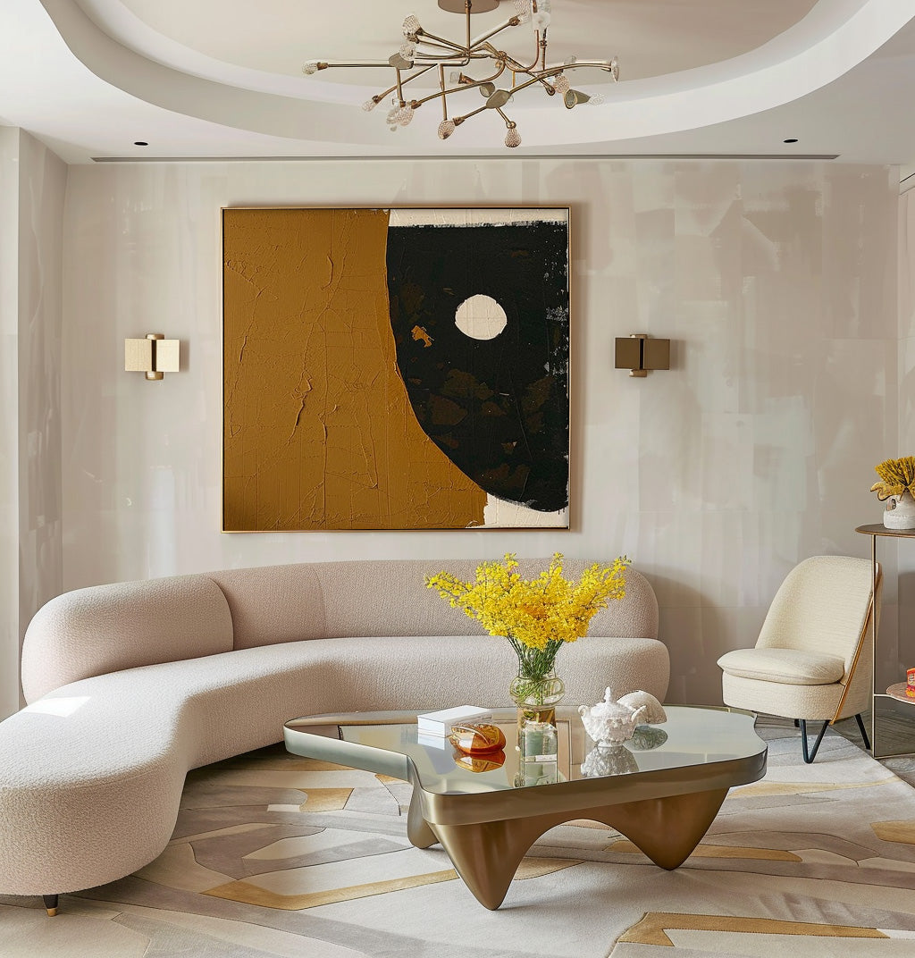 Brown Modern Minimalist Canvas Painting Acrylic Large High Quality Abstract Wall Art Framed Wall Decor