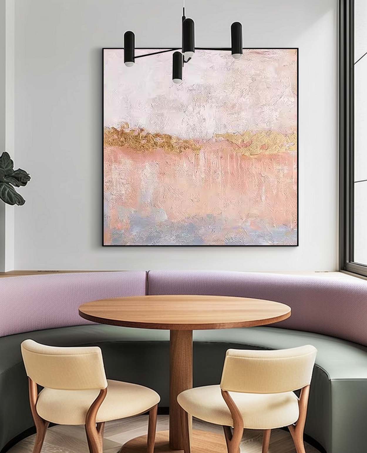 Contemporary Minimalism Oil Painting Square Texture Abstract Pink Acrylic Painting On Canvas Wall Art