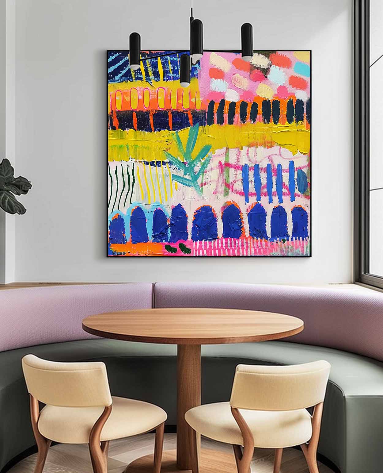Original Square Canvas Wall Art Modern Textured Artwork Colorful Large Graffiti Abstract Oil Painting