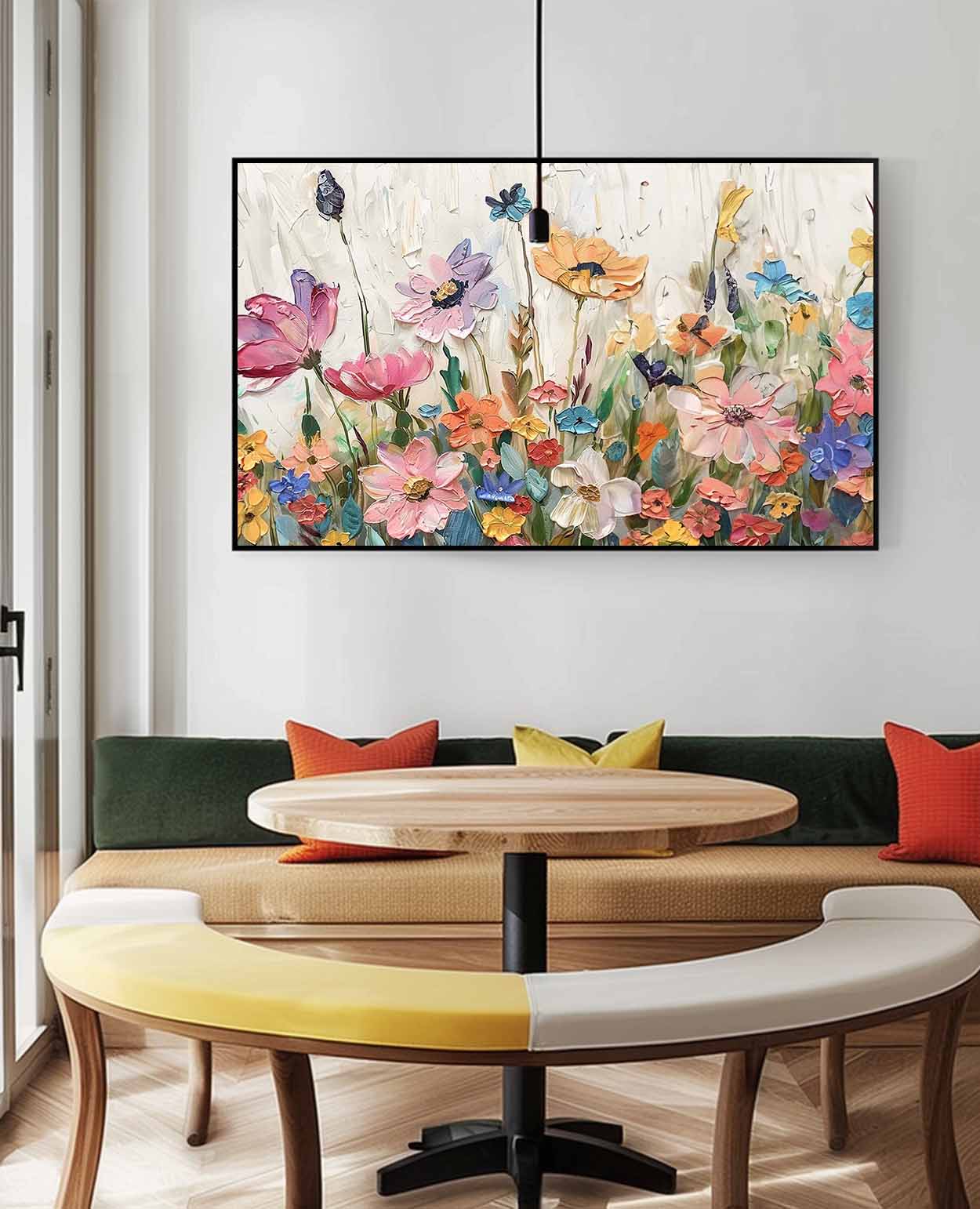Horizontal Flower Beauty Texture Artwork Original Abstract Colorful Oil Painting On Canvas Home Decor Gift