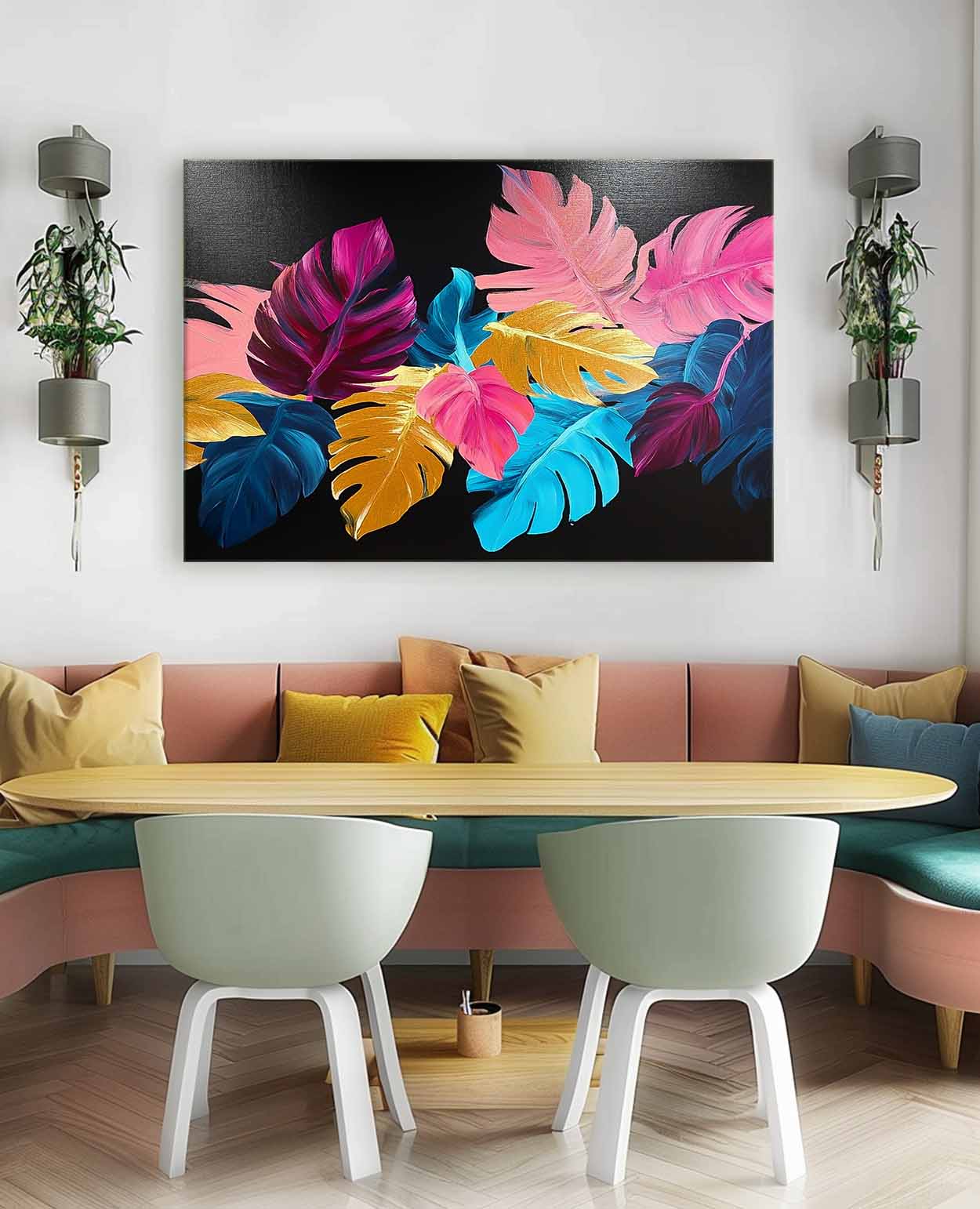 Colored Leaves Texture Artwork Original Abstract Leaves Oil Painting On Canvas Home Decor Artwork