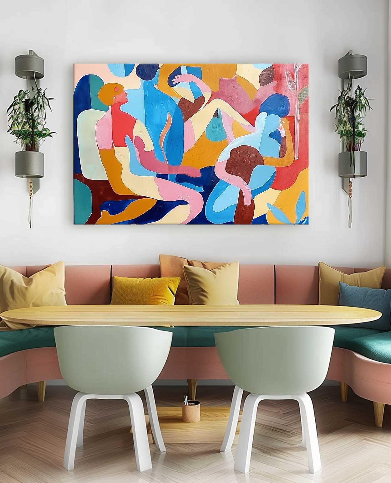 Abstract Portraiture Expressive Characters Artwork Artistic Faces Painting Bold Cubist-Inspired Modern Art Painting Home Decor