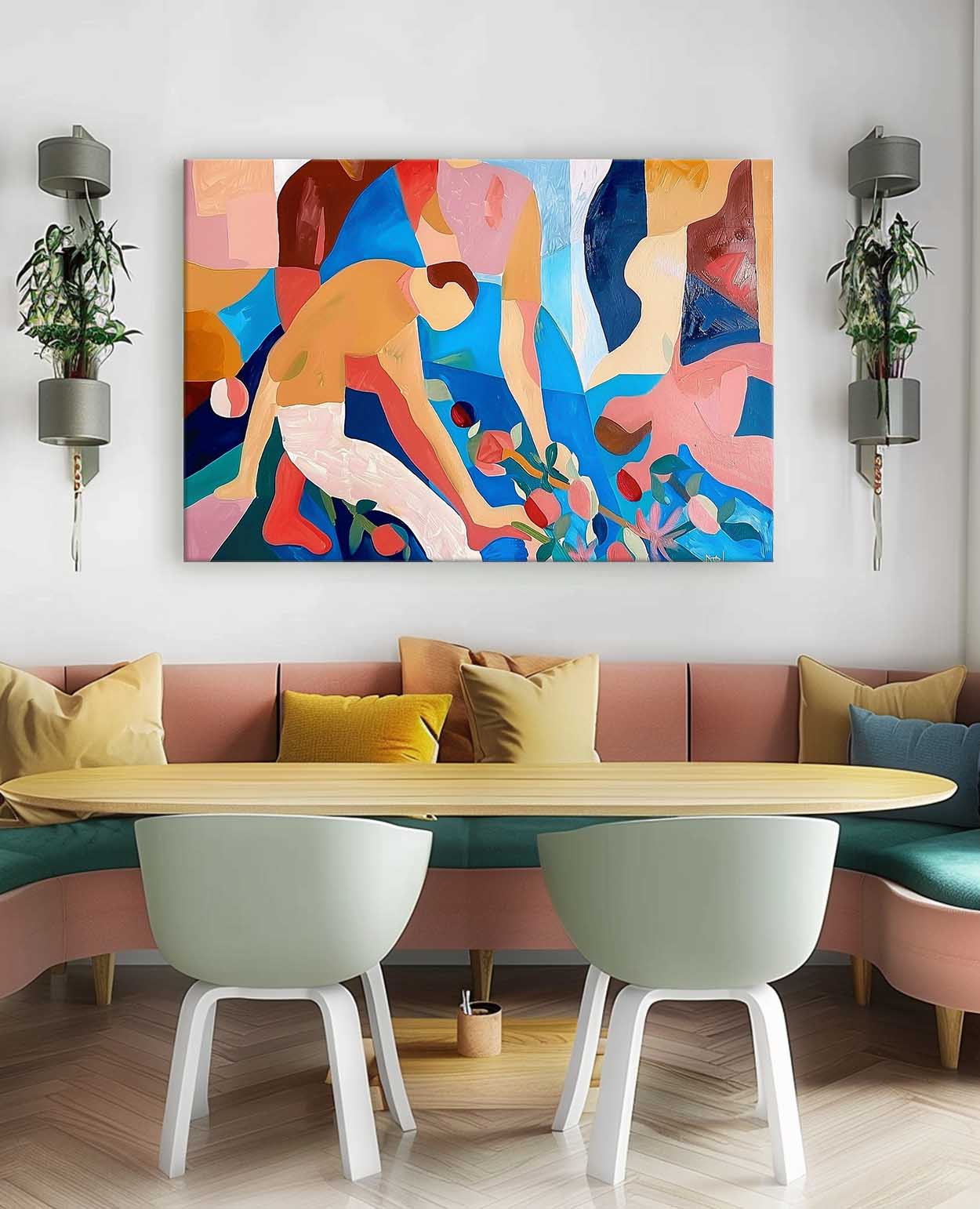 Abstract Portraiture Expressive Characters Artwork Artistic Faces Painting Bold Cubist-Inspired Modern Art Painting Figures Art