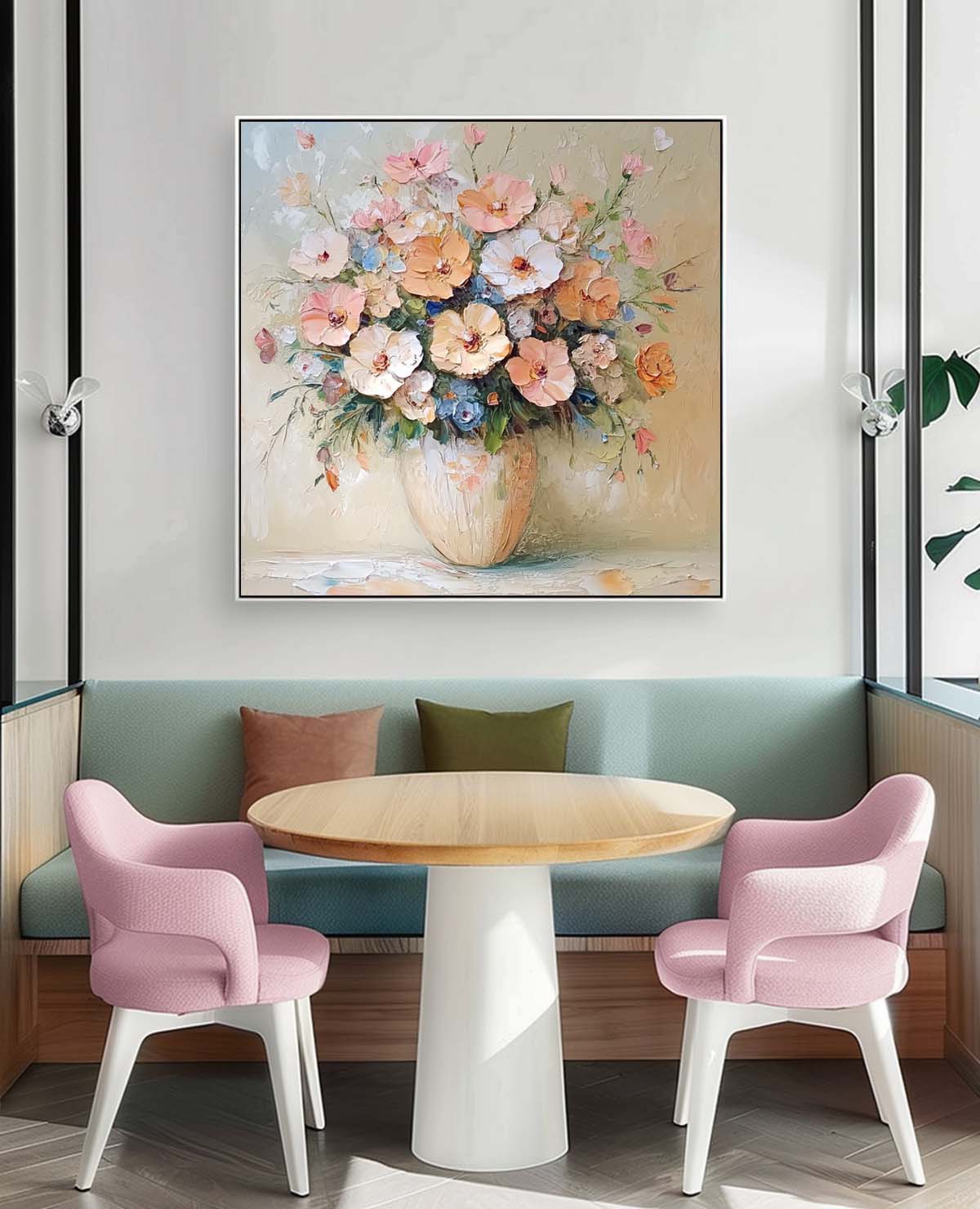 Large Textured Flower Painting Original Exquisite Vase Art Contemporary Blossom Wall Art For Living Room