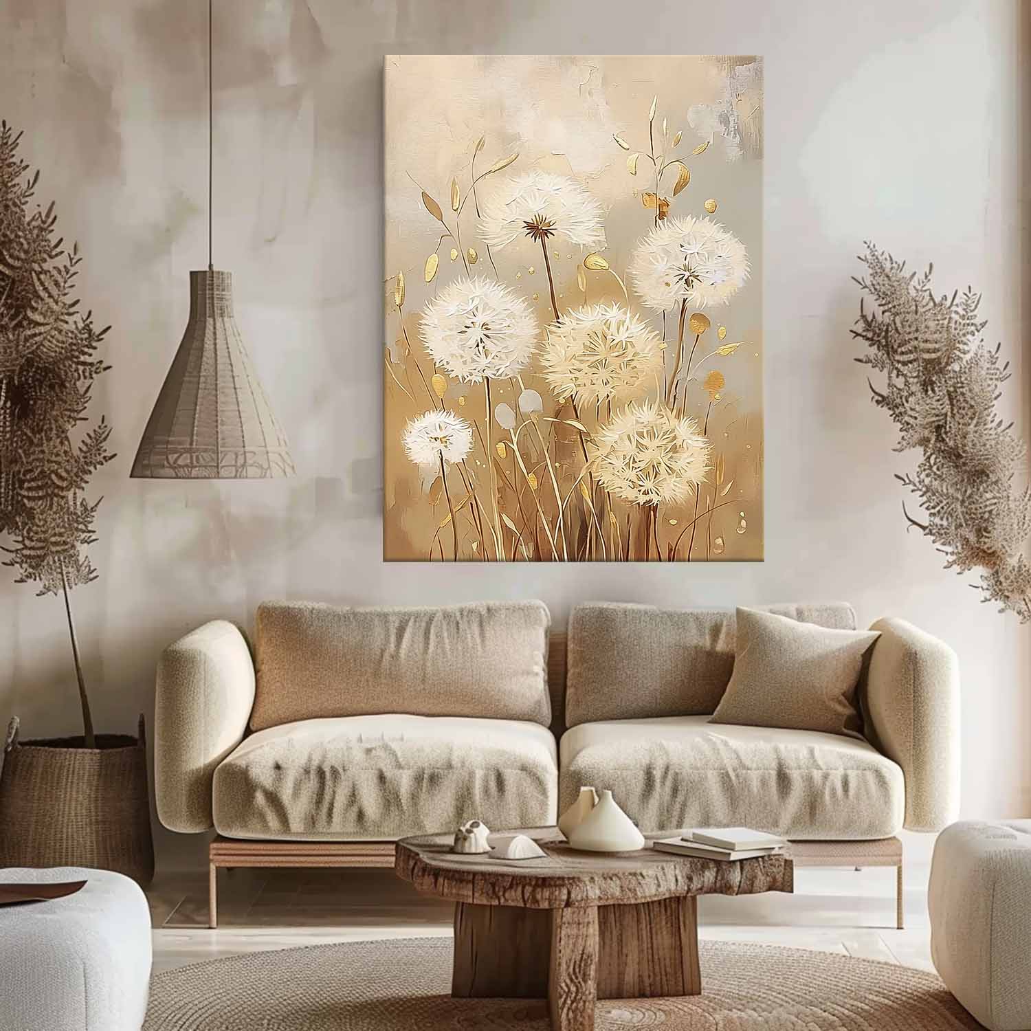 Large Original Texture Flowers Art Abstract Flower Oil Painting on Canvas Delicate Dandelion Painting Wall Decor