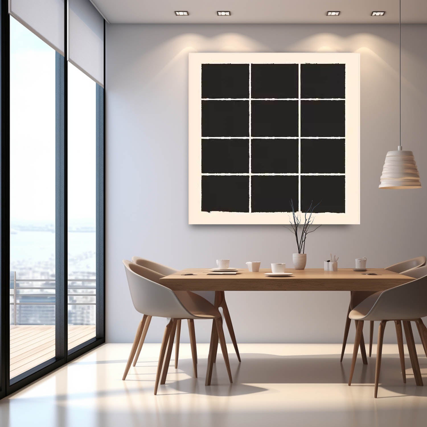 Square Modern Minimalist Canvas Acrylic Painting Large Abstract Artwork Original Geometry Wall Art