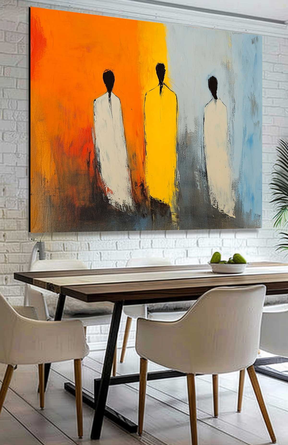 Contemporary Gallery Wall Art Modern Minimal Abstract Oil Painting Figure View Of Back Home Decor