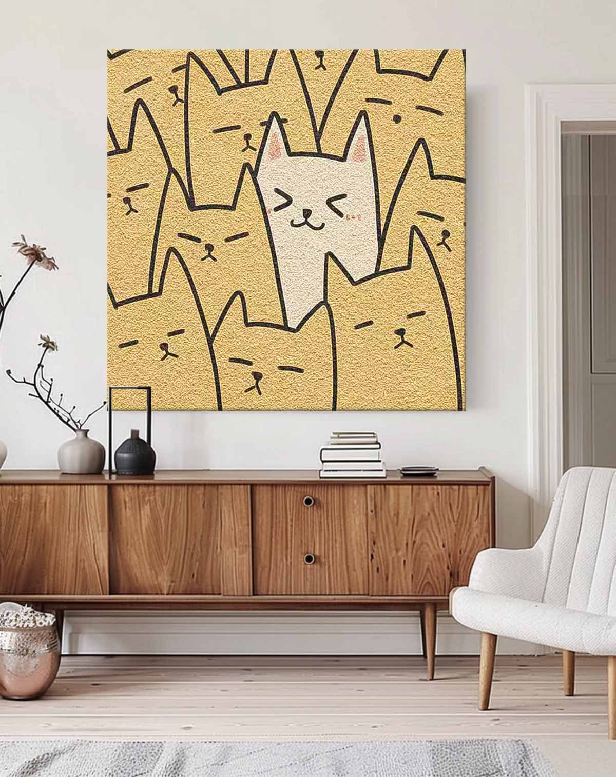 Large Interesting Simple Strokes Abstract Wall Art Modern Minimalist Canvas Acrylic Painting For Living Room
