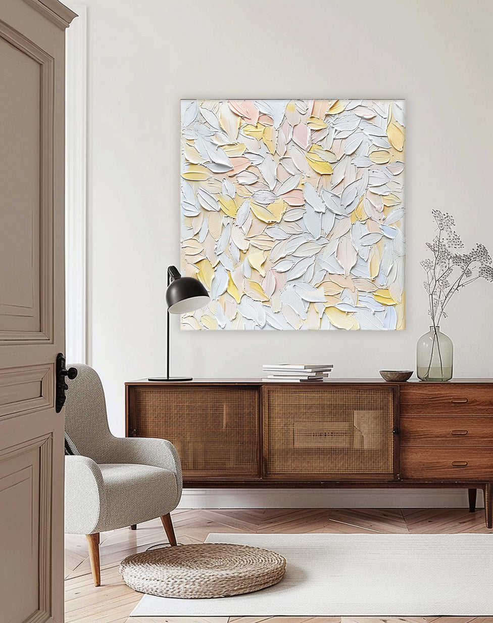 Knife Floral Acrylic Painting White Flowers Oil Painting On Canvas Contemporary Decor Art For Sale