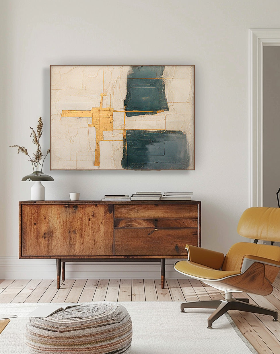 Original Beige Minimalist Abstract Acrylic Painting Large Wall Art Modern Texture Gold Abstract Oil Painting Home Decor