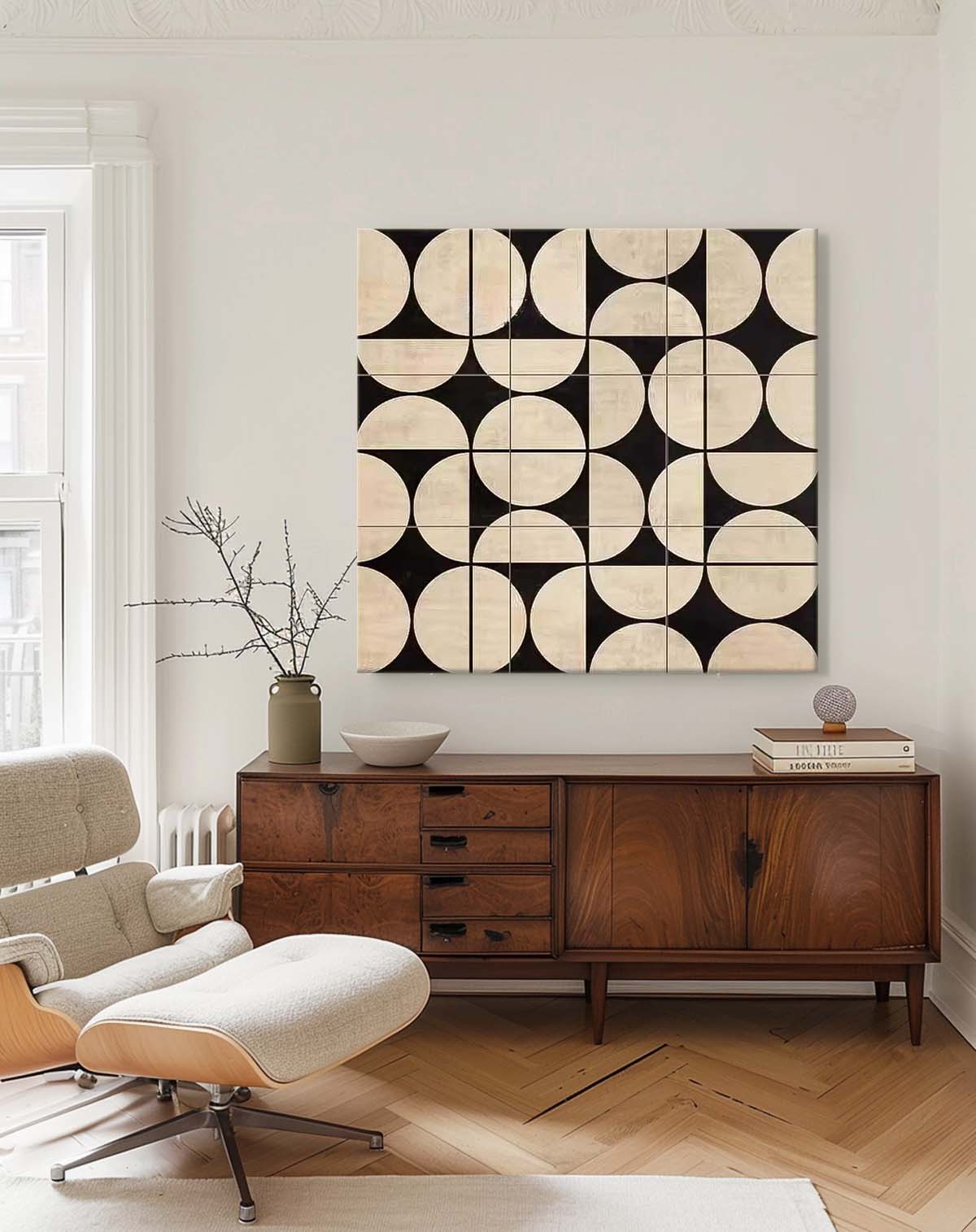Geometry Modern Minimalist Canvas Acrylic Painting Large Regular Semicircle Abstract Wall Art Home Decor