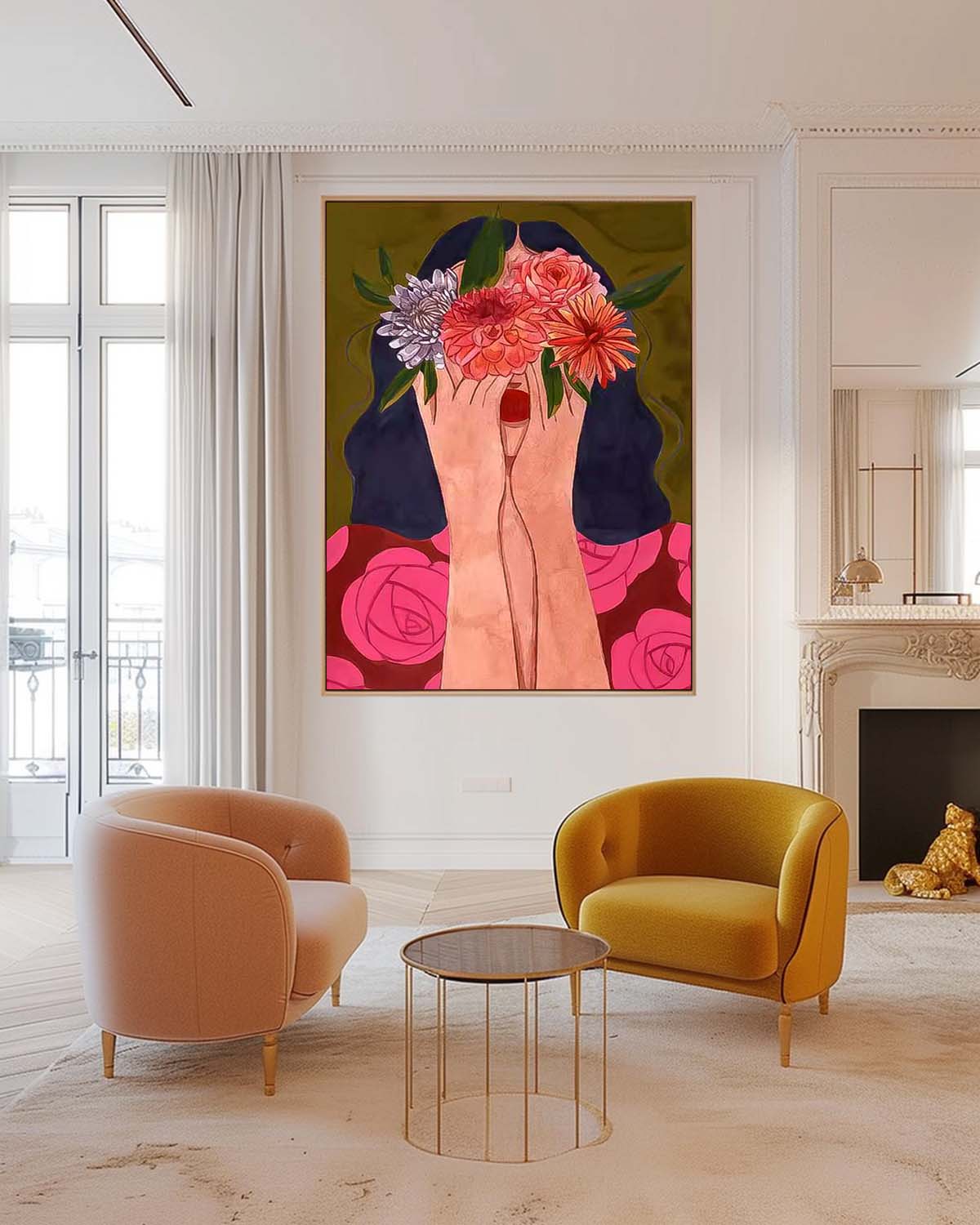 Abstract Character Image Oil Painting On Canvas Original Flower Girl Wall Art Modern Impressionism Art