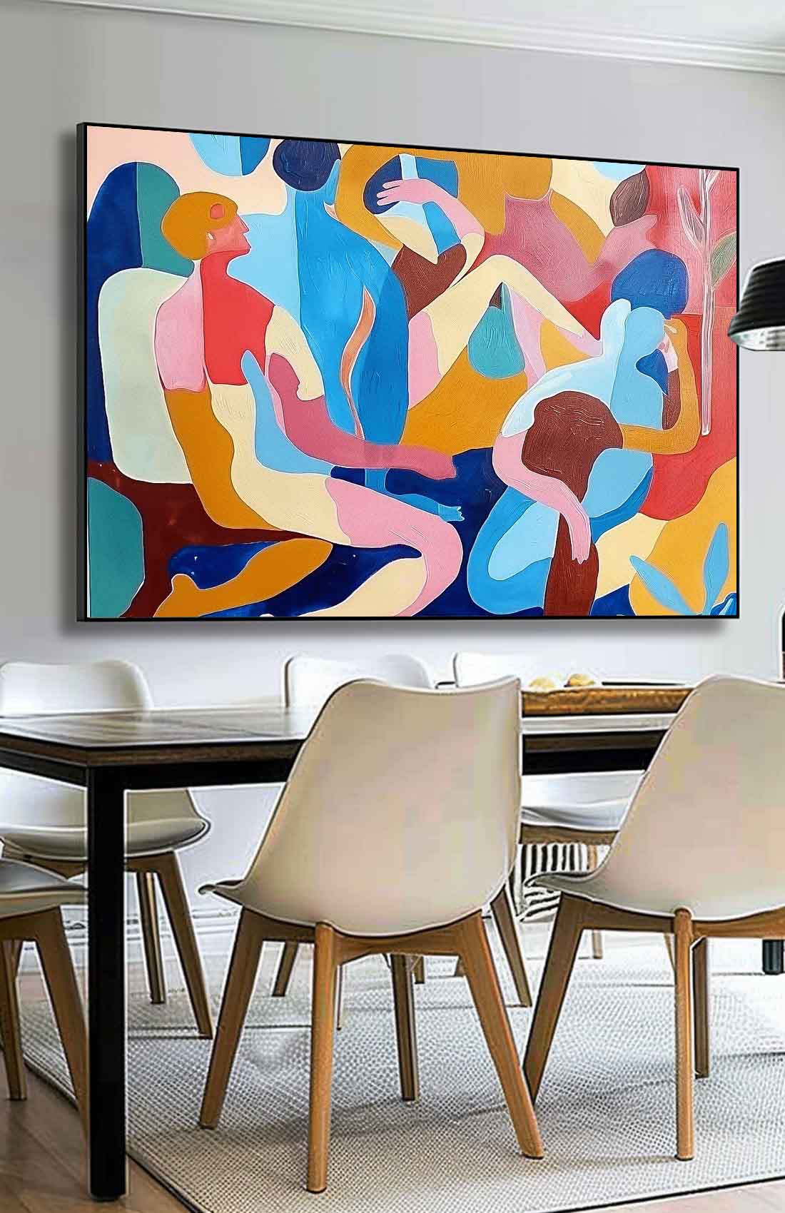 Abstract Portraiture Expressive Characters Artwork Artistic Faces Painting Bold Cubist-Inspired Modern Art Painting Home Decor