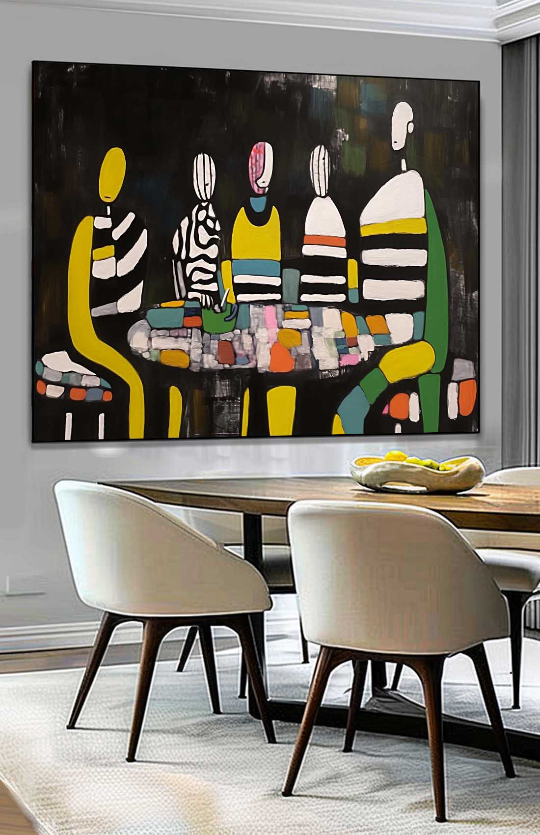 Large Fluorescent Human Silhouette Wall Art Abstract Graffiti Figure Oil Painting Original Human Artwork