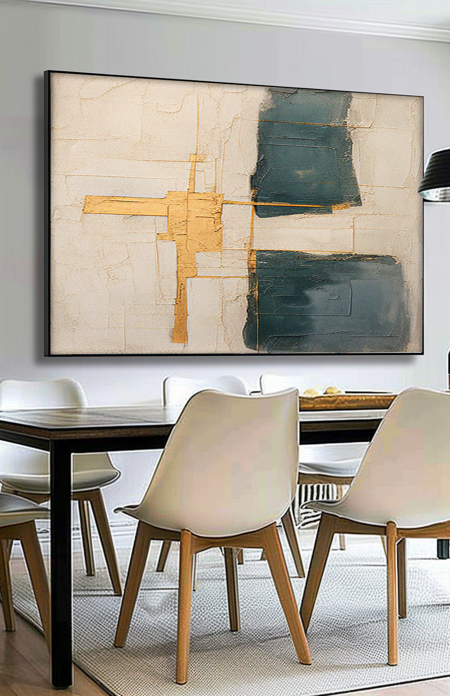 Original Beige Minimalist Abstract Acrylic Painting Large Wall Art Modern Texture Gold Abstract Oil Painting Home Decor