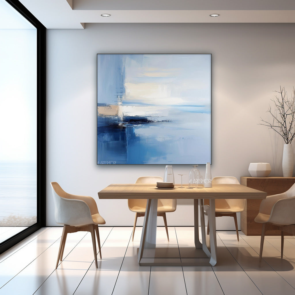 Original Blue Abstract Wall Art Big Modern Abstract Oil Painting Contemporary Art