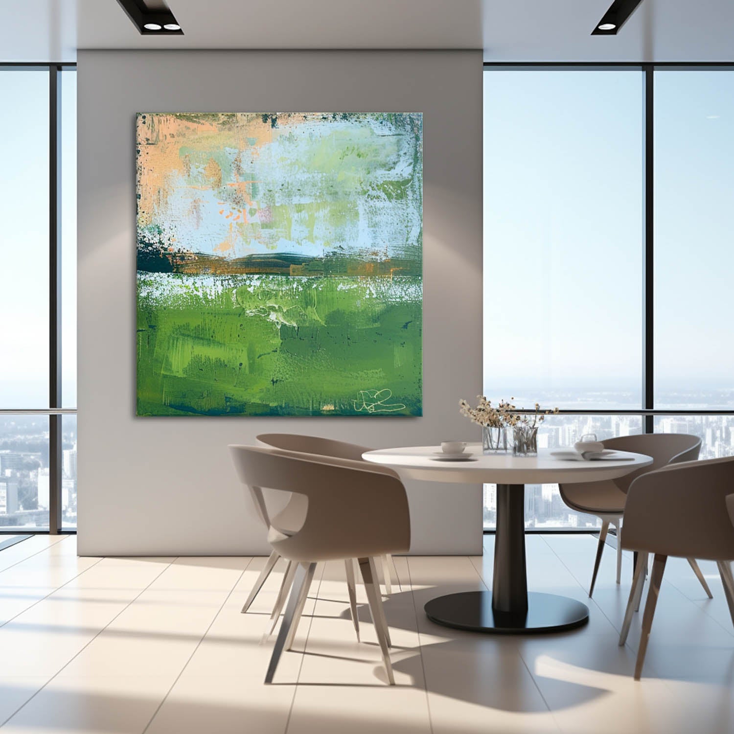Modern Nature Art Original Wall Art Blue And Green Large Abstract Oil Painting On Canvas for Living Room