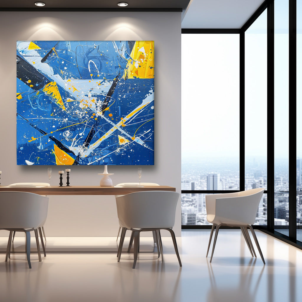 Great scraper Abstract Art Warm Blue Square Acrylic Painting Canvas Original Painting For Sale