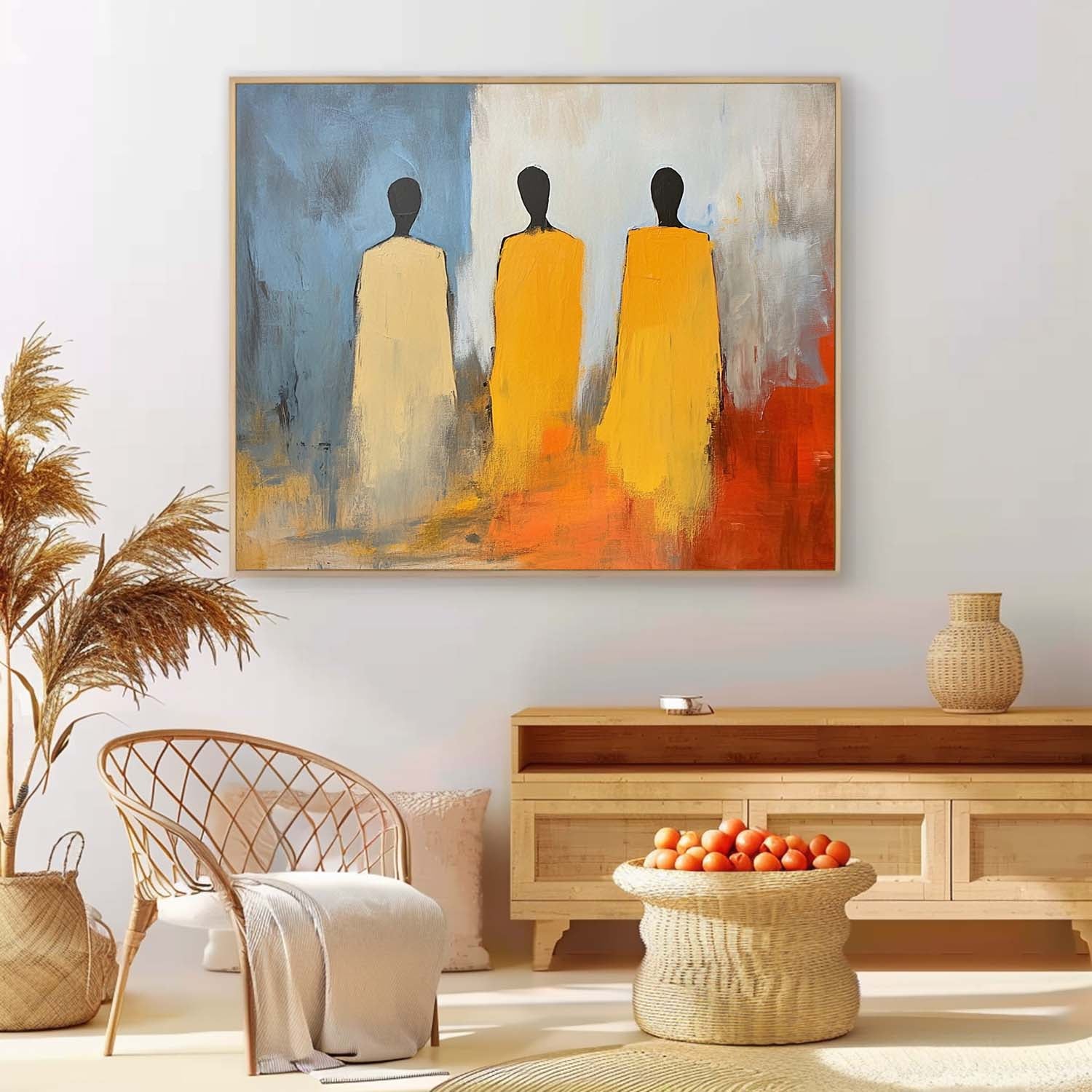 Modern Minimal Abstract Oil Painting Contemporary Gallery Wall Art Figure View Of Back Home Decor