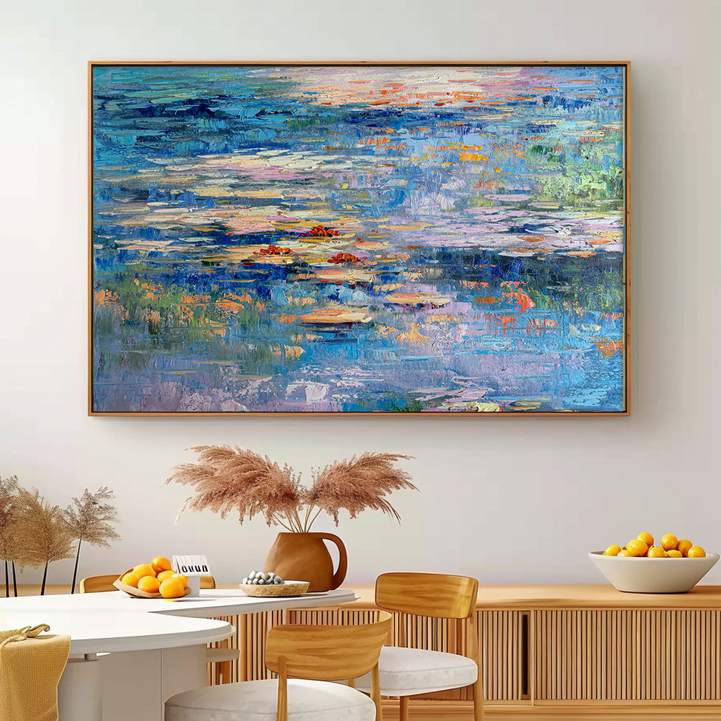 Big Lotus Leaf Flower Artwork Original Abstract Oil Painting On Canva For Living Room Decor Gift