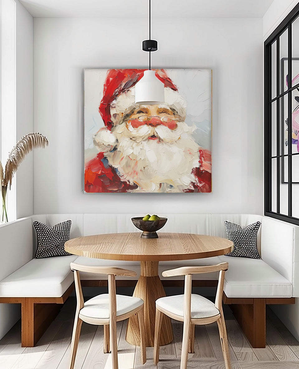 Vintage Santa Claus Painting Christmas Wall Art Rustic Classic Santa Xmas Holiday Decor Winter Santa