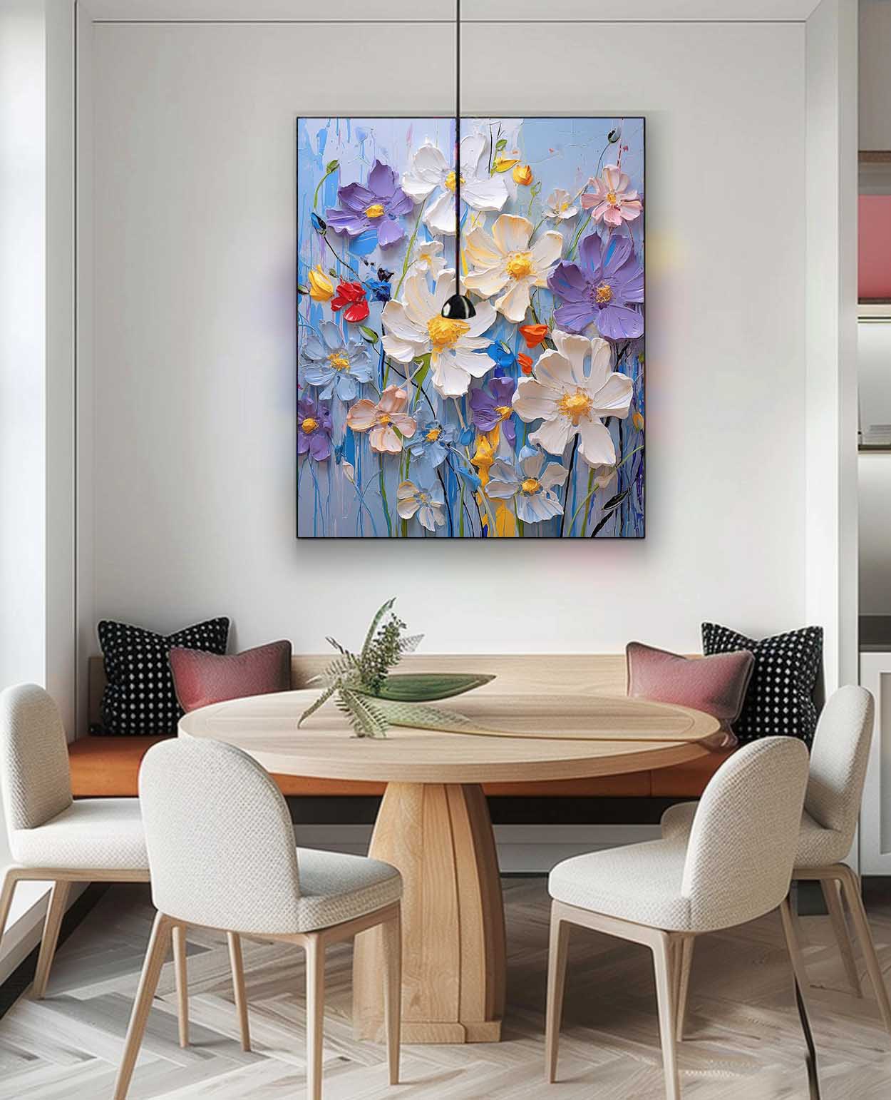 Large Lovely Textured Art Abstract Flower Acrylic Painting On Canvas Original Floral Painting Home Decor
