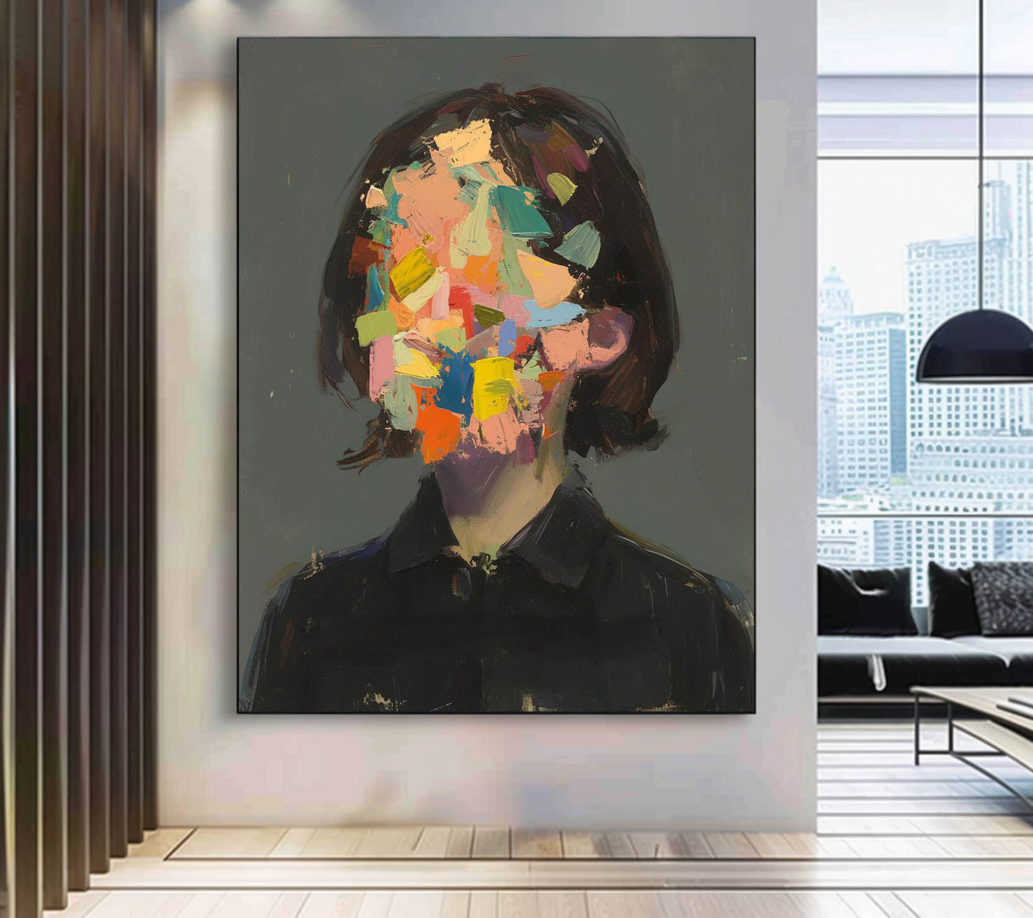 Abstract Colorful Faceless Artwork Large Portrait Painting Original Lady Wall Art For Living Room