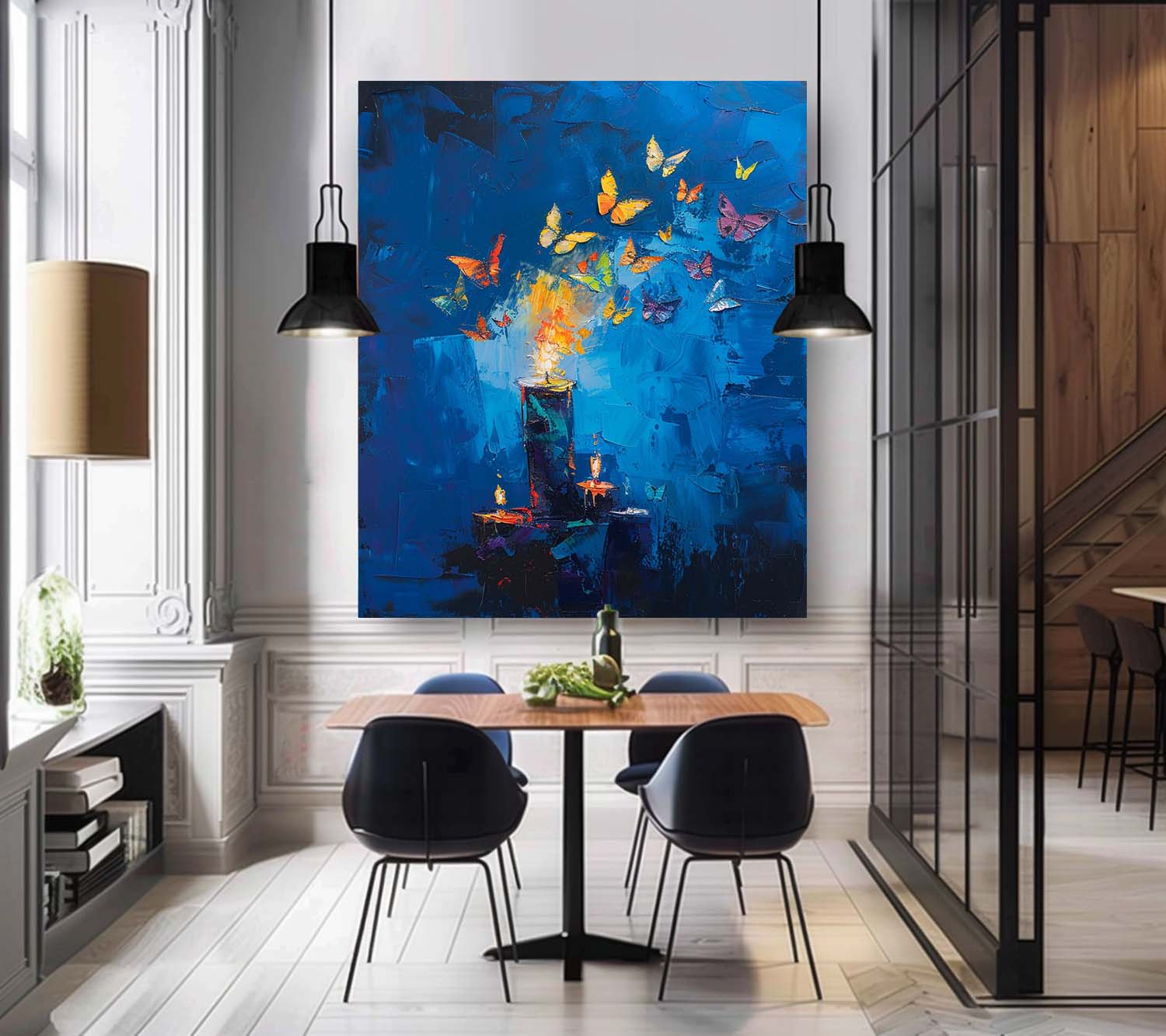Butterfly By Candlelight Acrylic Painting On Canvas Abstract Still Life Painting Original Artwork Decor
