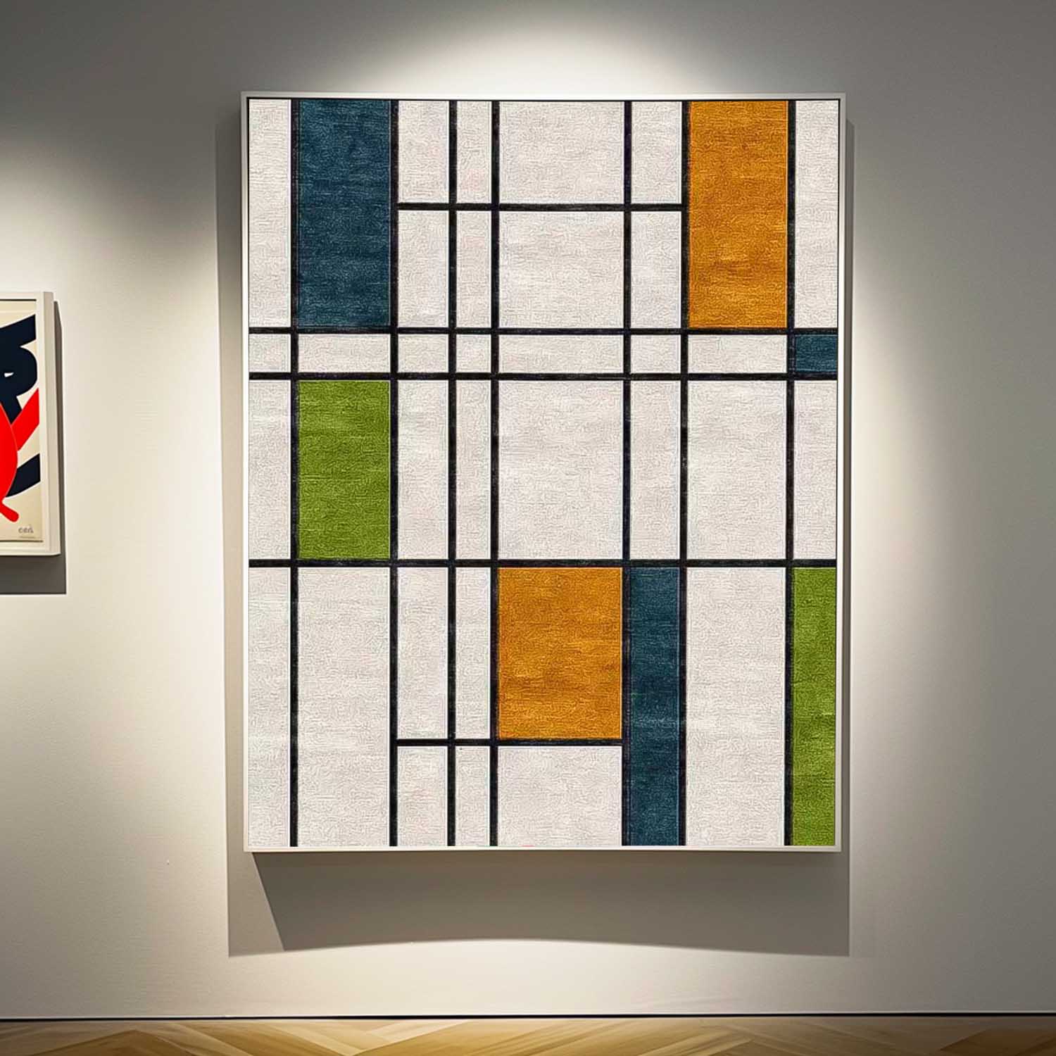 Original Abstract Oil Painting On Canvas Geometric Color Blocks Modern Wall Art Large Acrylic Painting Framed