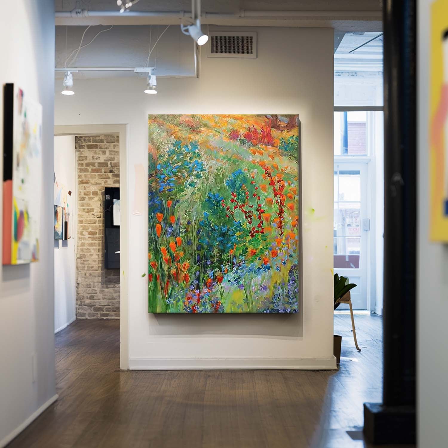 Impressionism Underbrush Wall Art Large Abstract Acrylic Painting Canvas Lush Blooms In Rich Hues For Elegant Home Decor