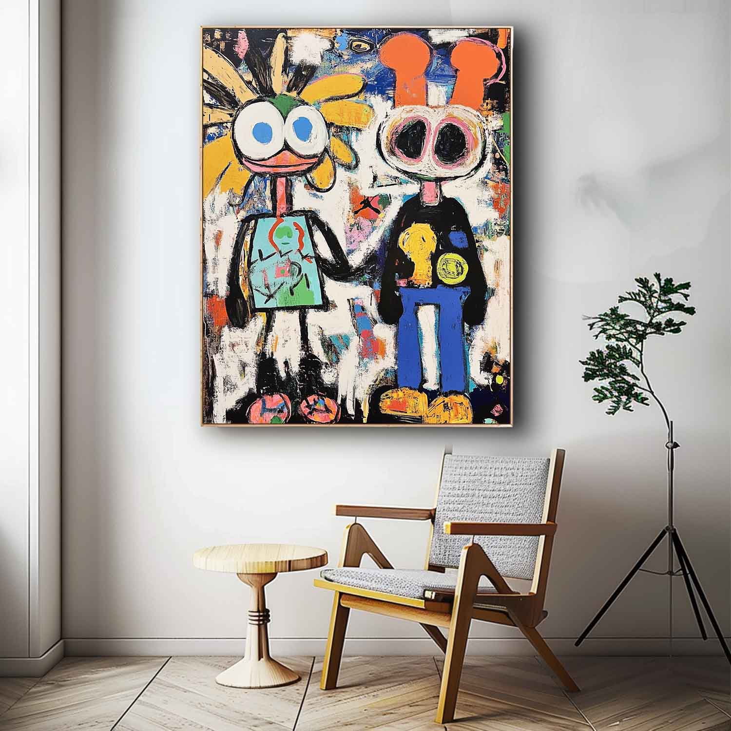 Abstract Cute Characters Painting Canvas Large Graffiti Cartoon Figure Wall Art Original Features Artwork