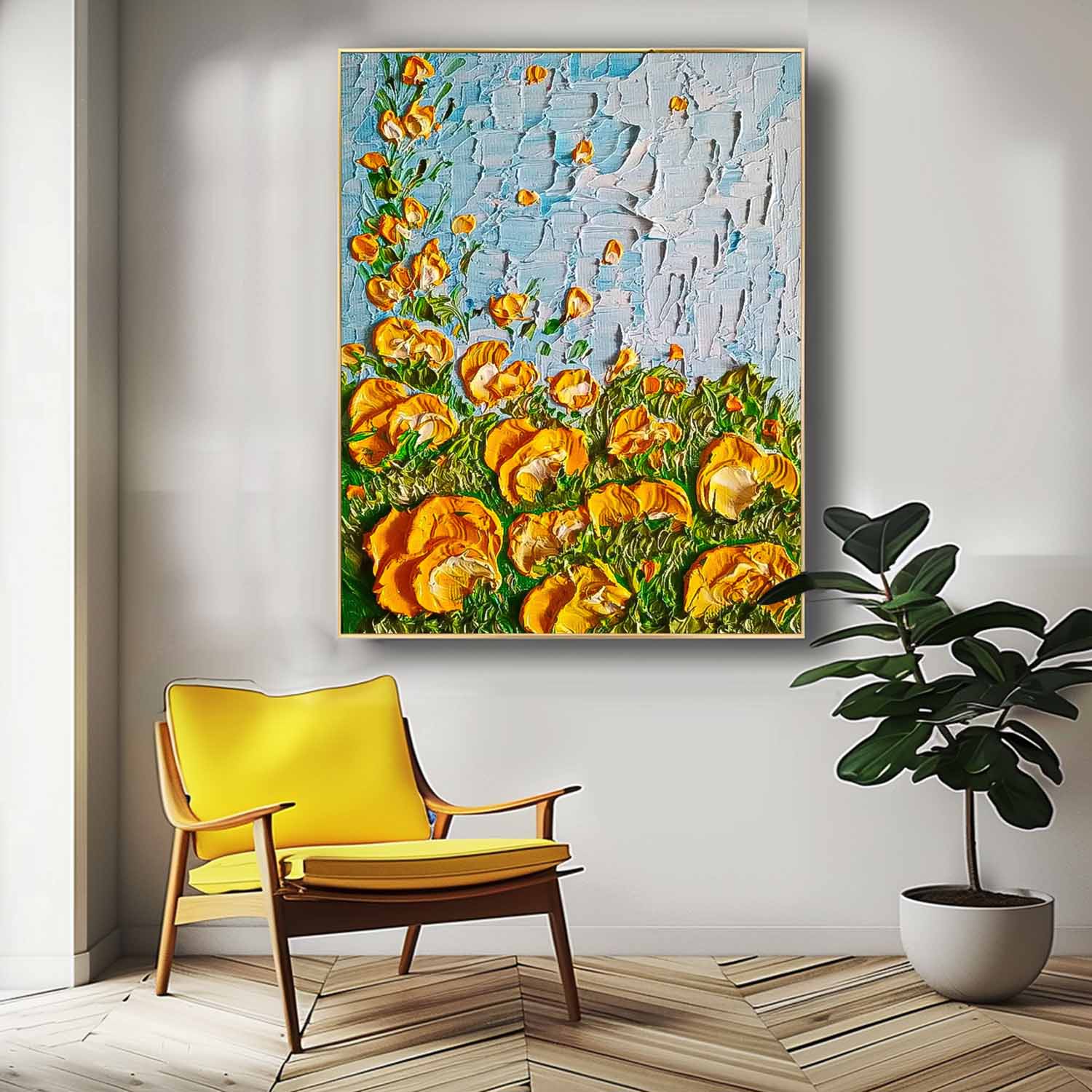 Original Floral Painting Large Textured Wall Art Abstract Flower Acrylic Painting On Canvas Custom Home Decor