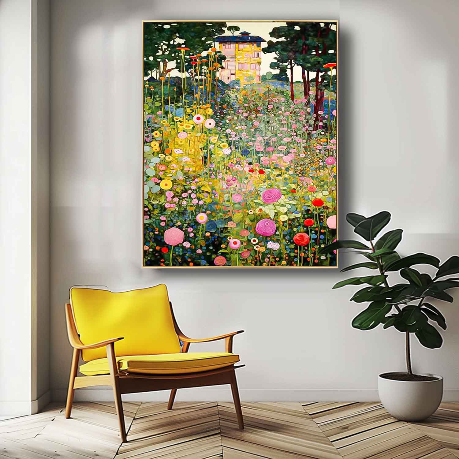 Dreamlike Contemporary Colorful Flower Wall Art Abstract Acrylic Painting On Canvas Large Cute Floral Artwork