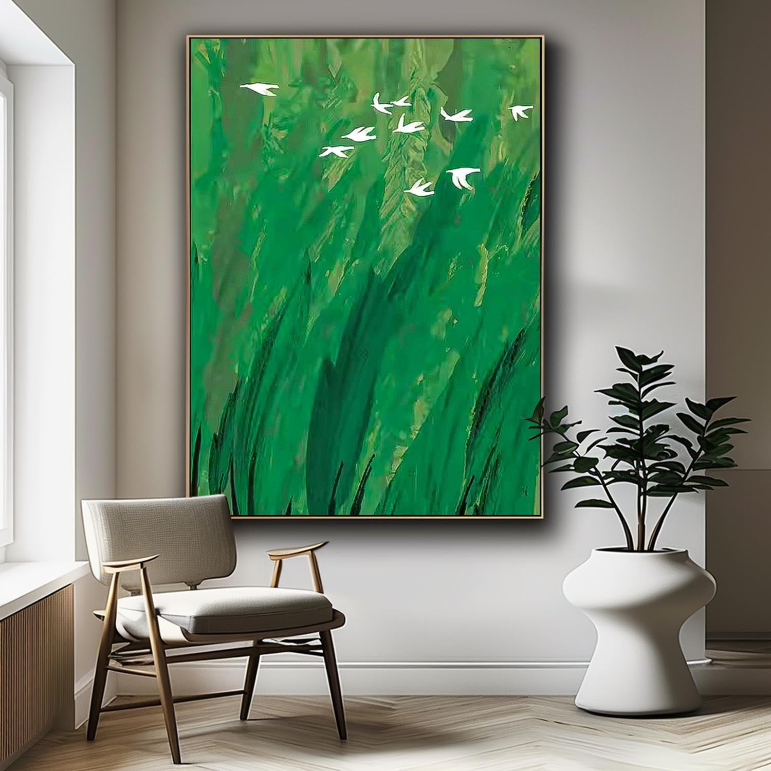 Minimalist Canvas Oil Painting Big Abstract Forest Acrylic Painting Original Landscape Artwork Home Decor