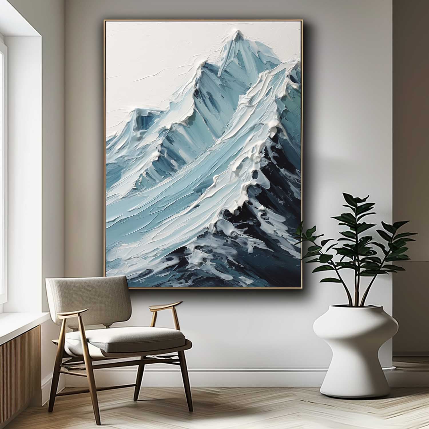 Large Texture Landscape Oil Painting On Canvas Abstract Snow Mountain Scenery Wall Art Acrylic Painting Home Decor