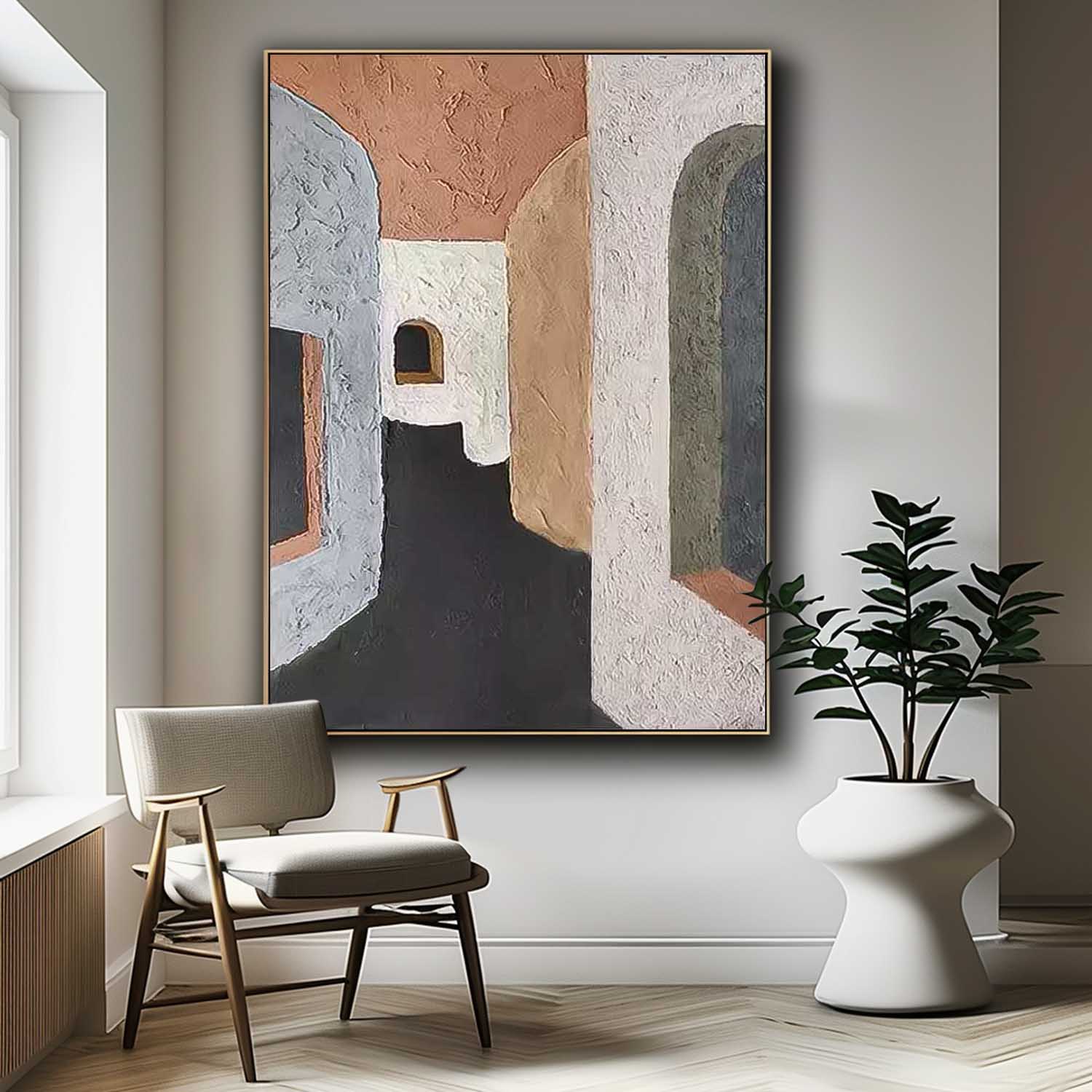 Abstract Alley Wall Art Large Contemporary Minimalist Acrylic Painting On Canvas Home Decoration