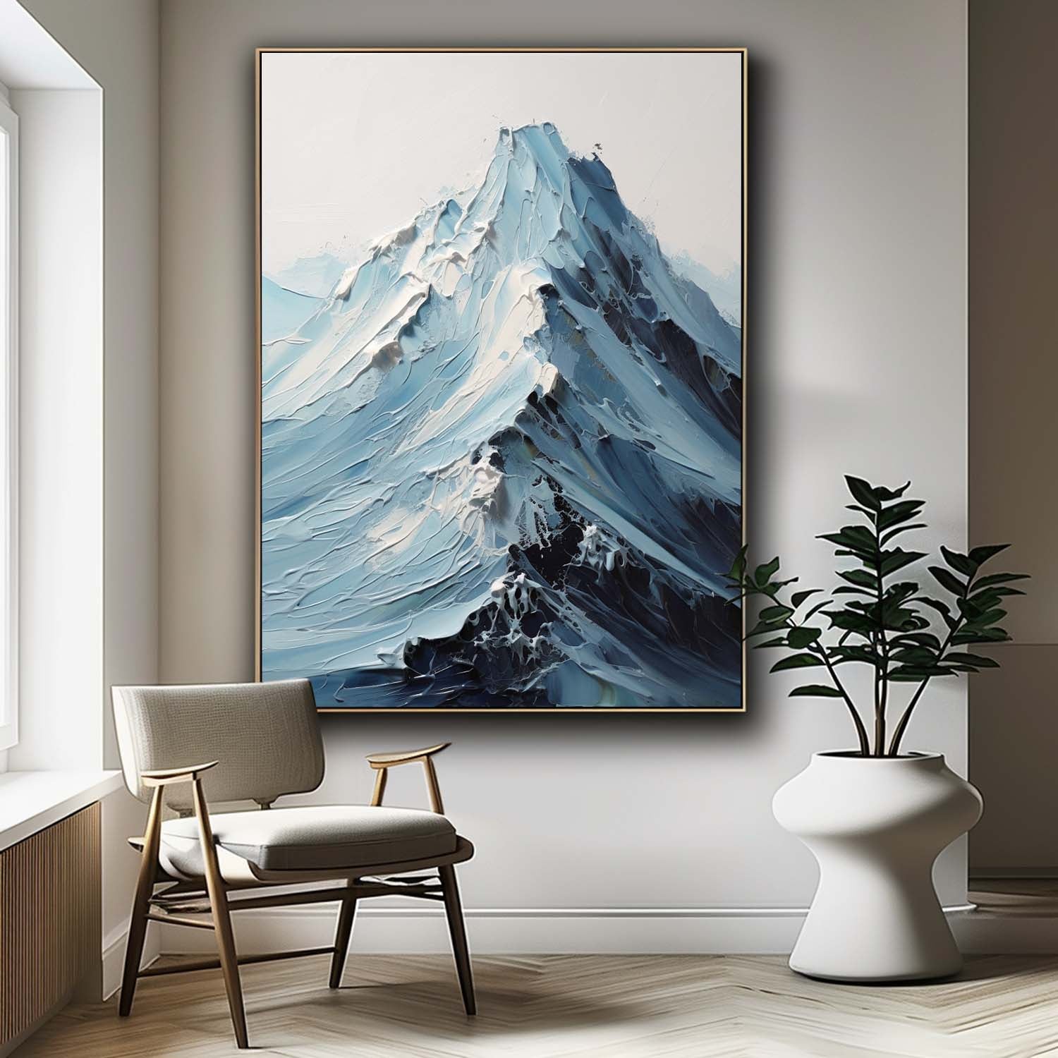 Abstract Snow Mountain Scenery Wall Art Acrylic Painting Large Texture Landscape Oil Painting On Canvas Home Decor