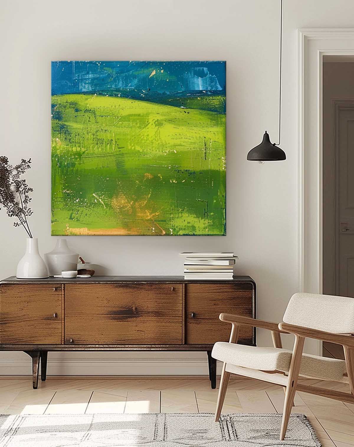 Large Abstract Field Oil Painting On Canvas Modern Nature Art Original Wall Art for Living Room