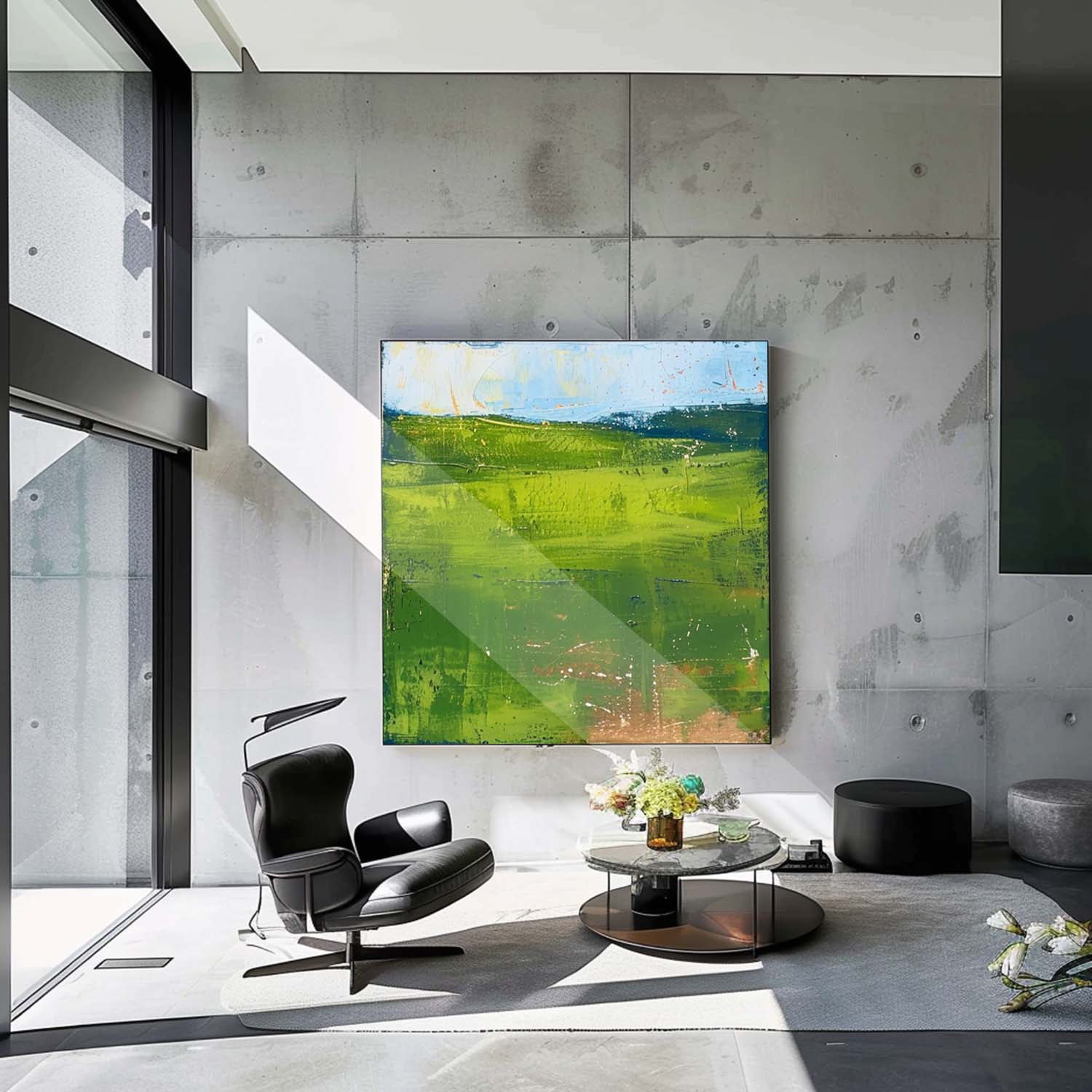 Large Abstract Field Oil Painting On Canvas Modern Green Nature Art Original Wall Art Home Decor