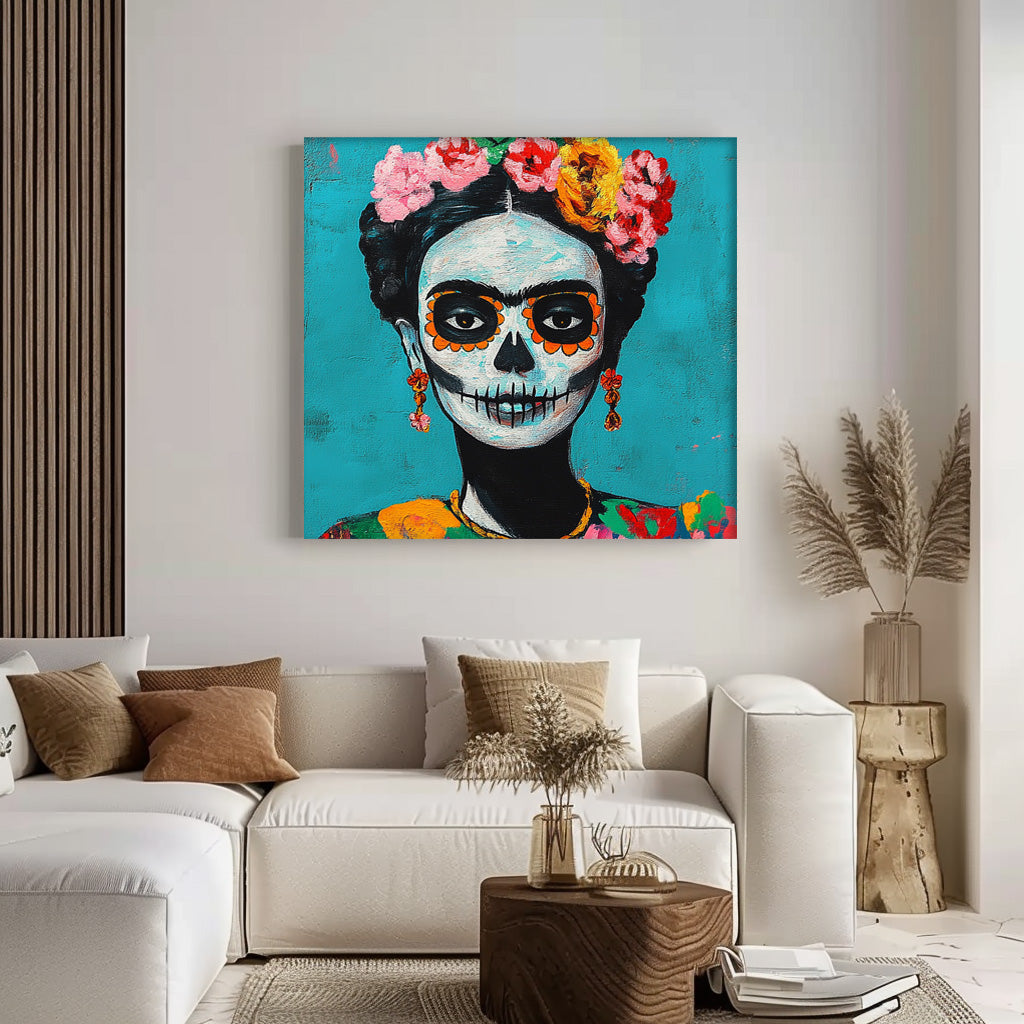 Square Abstract people's Wall Art Original Skeleton Painting Canvas Large Square Artwork Home Decor