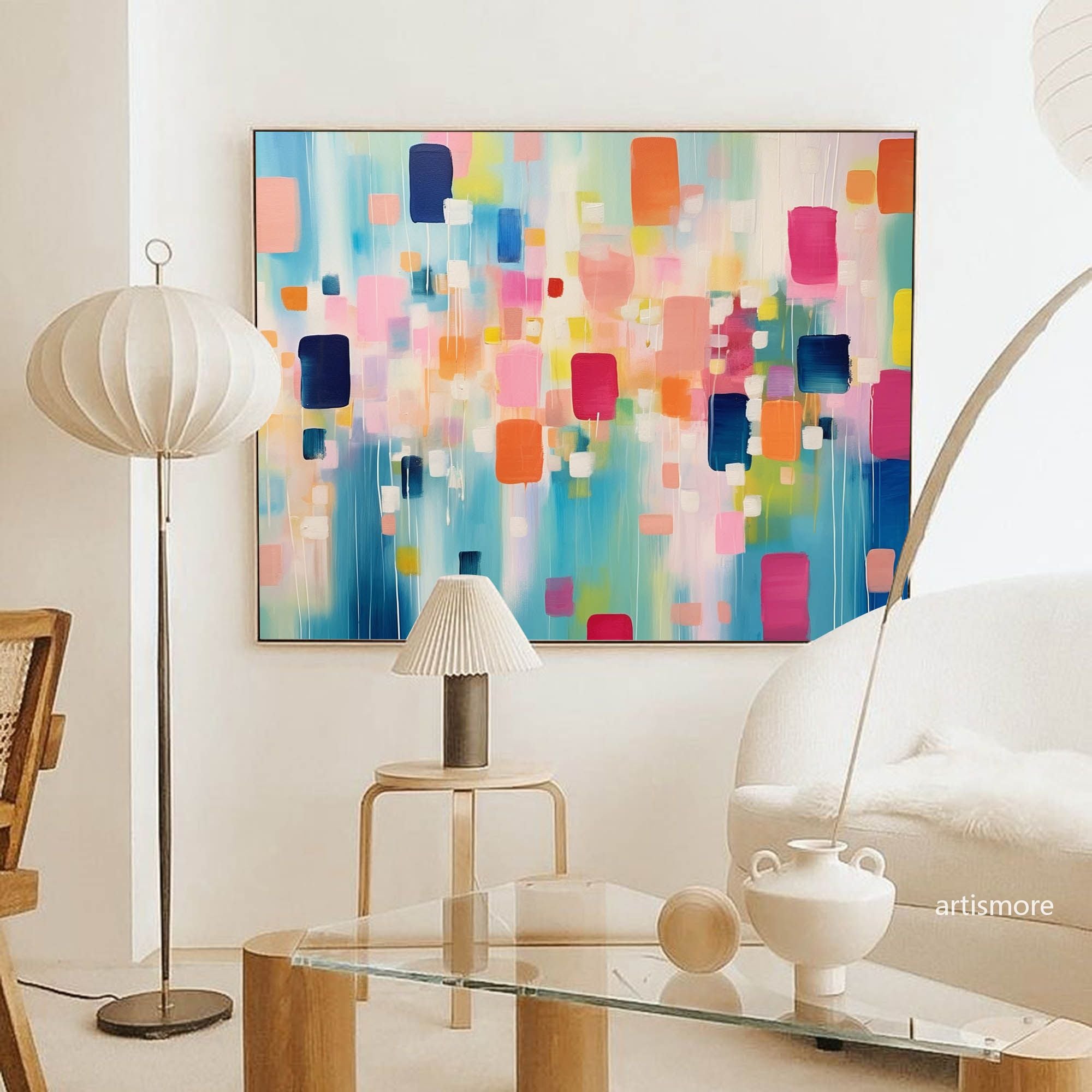 Original Abstract Oil Painting On Canvas Vibrant Colorful Large Wall Art Modern Oil Painting Living Room Decoration