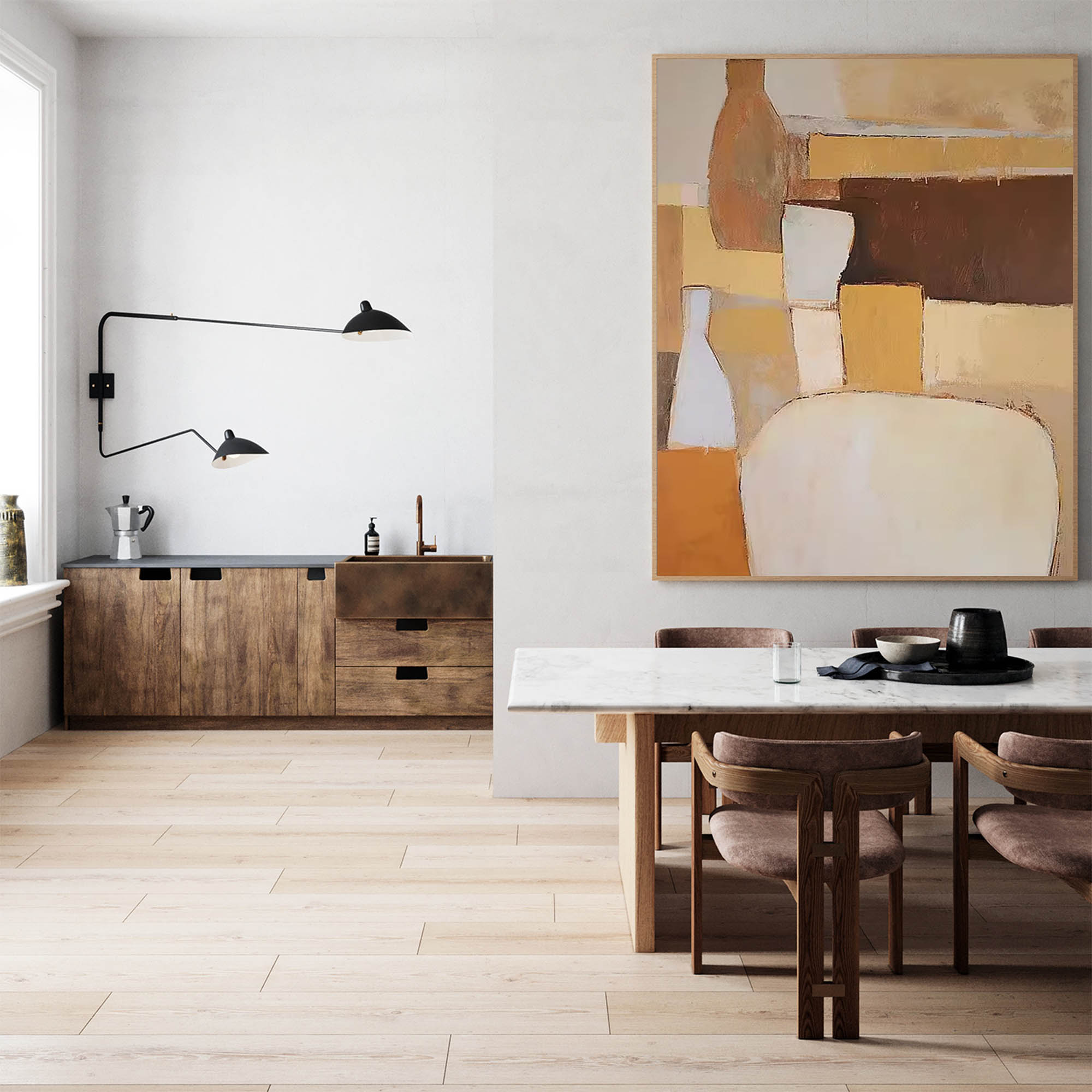 Original Abstract Oil Painting On Canvas Geometric Large Composition Artwork Framed Living Room Decor