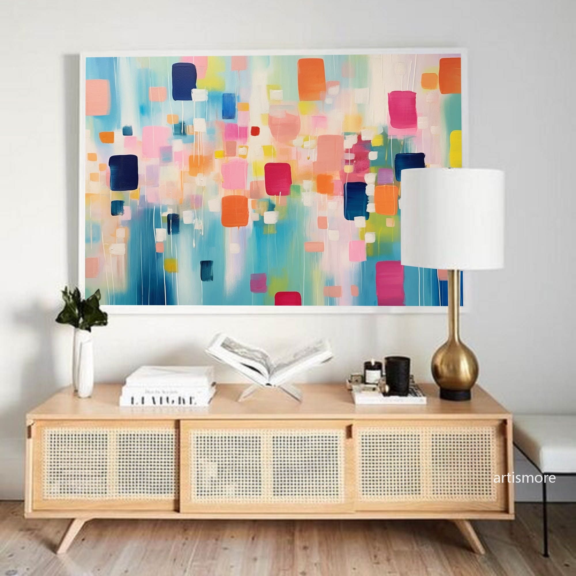 Original Abstract Oil Painting On Canvas Vibrant Colorful Large Wall Art Modern Oil Painting Living Room Decoration